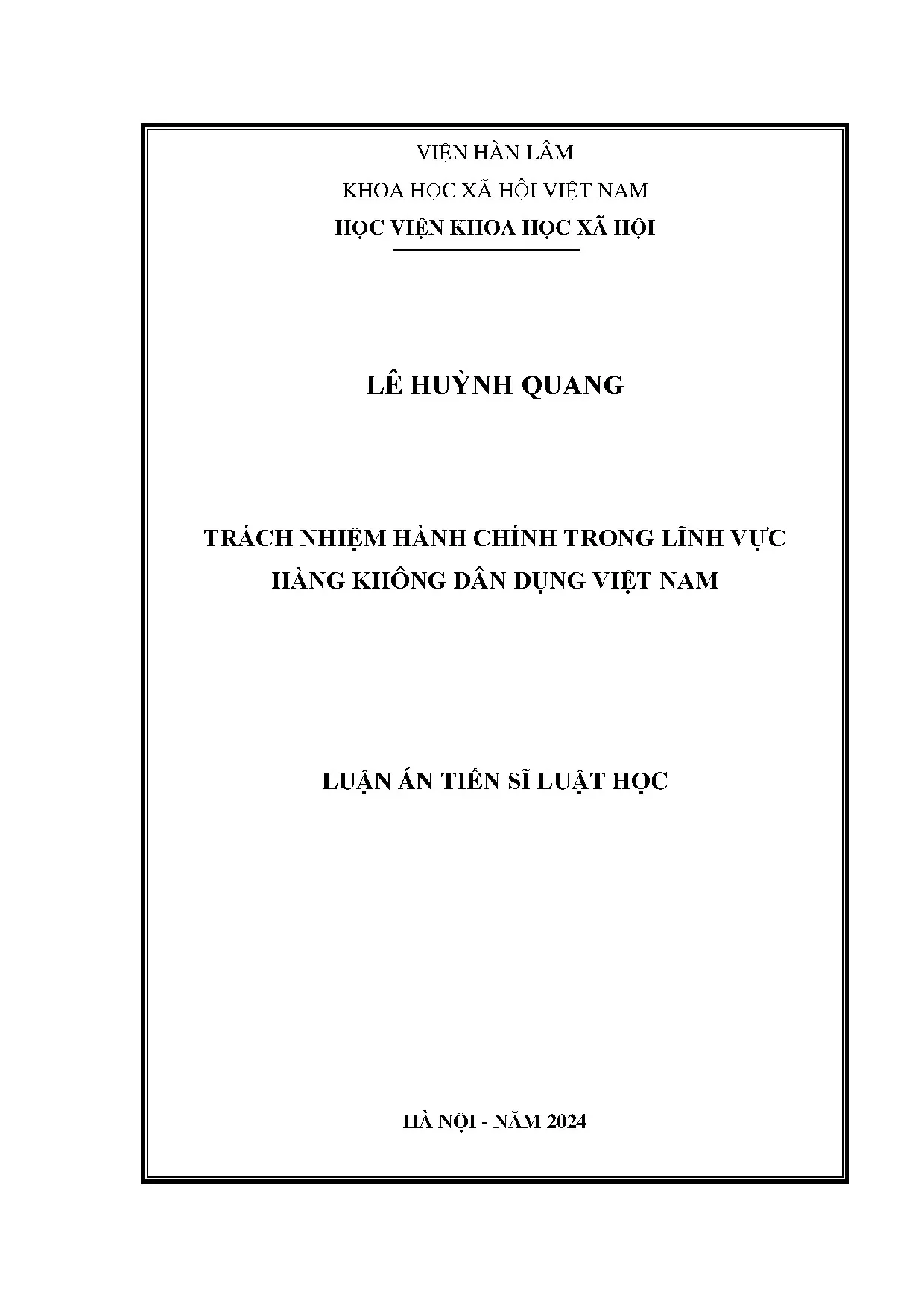 Luận án tiến sĩ trách nhiệm hành chính trong lĩnh vực hàng k