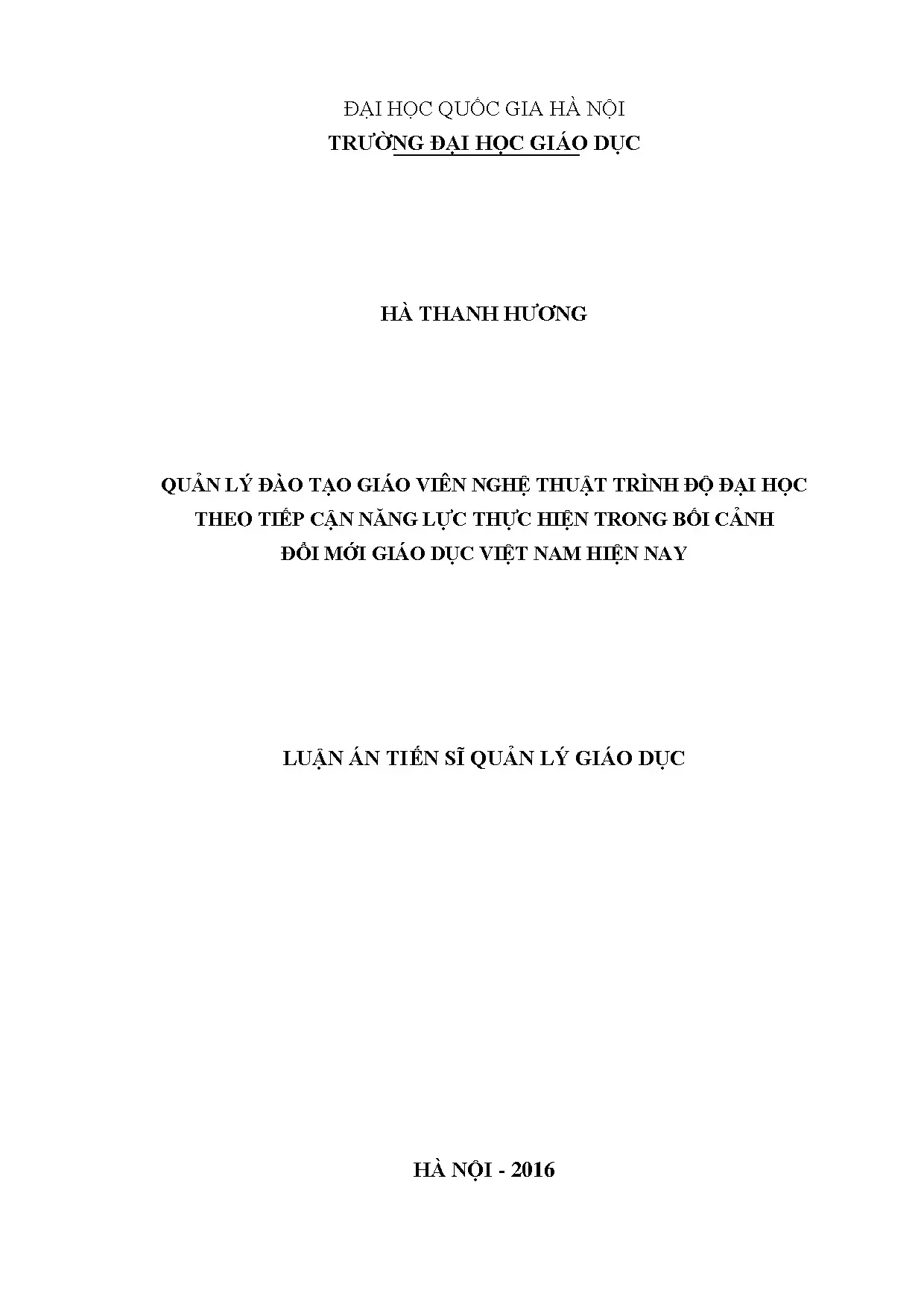 Quản lý đào tạo giáo viên nghệ thuật theo năng lực (60 ký tự)