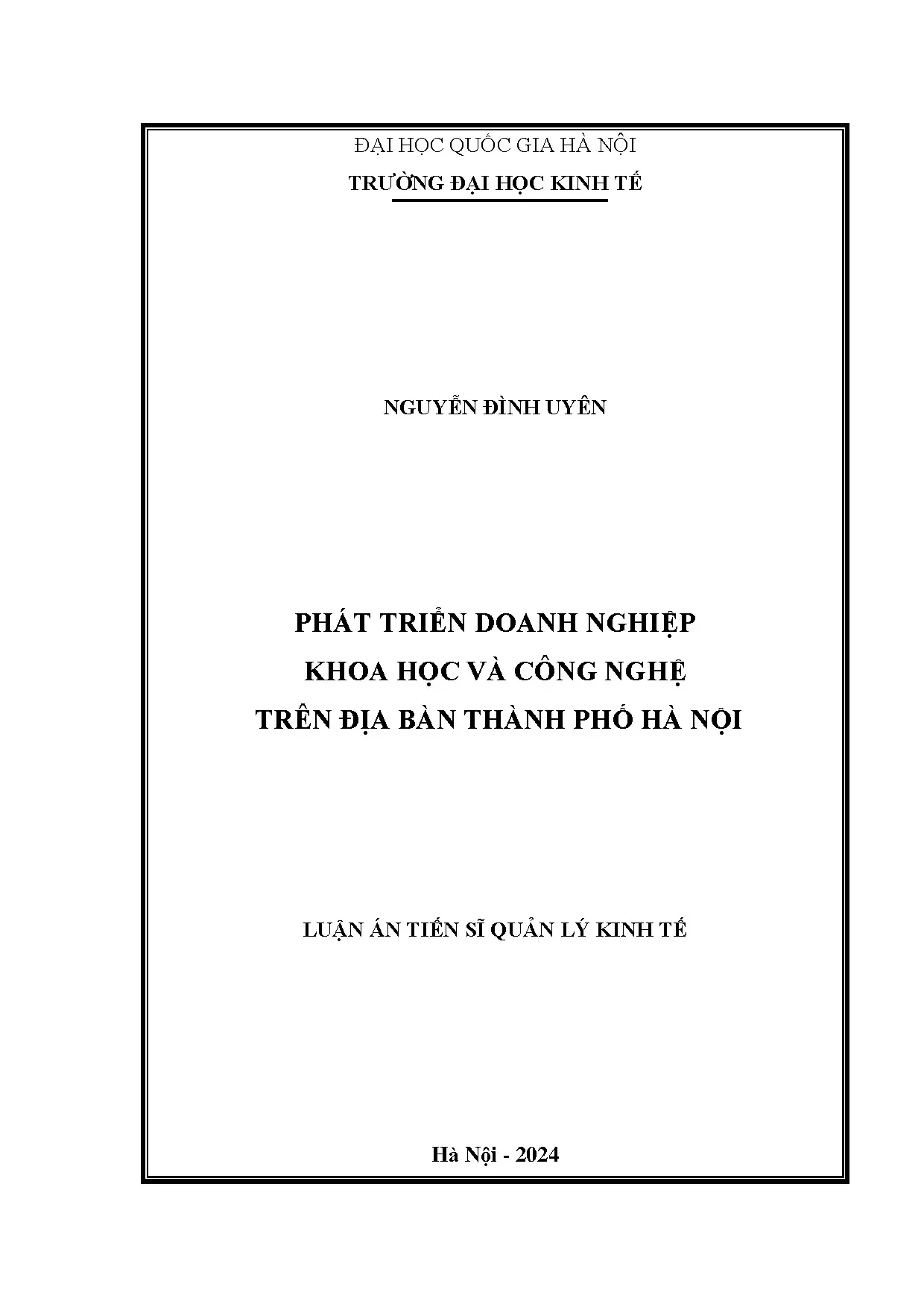 Luận án tiến sĩ phát triển doanh nghiệp khoa học và công ngh