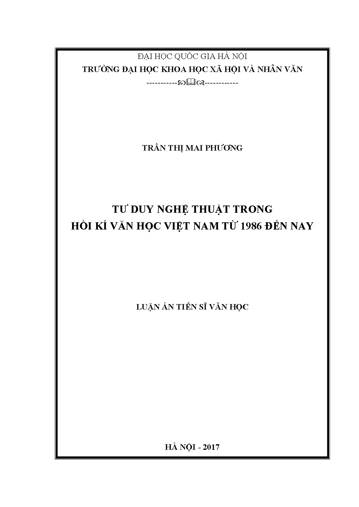 Tư duy nghệ thuật trong hồi ký văn học Việt Nam