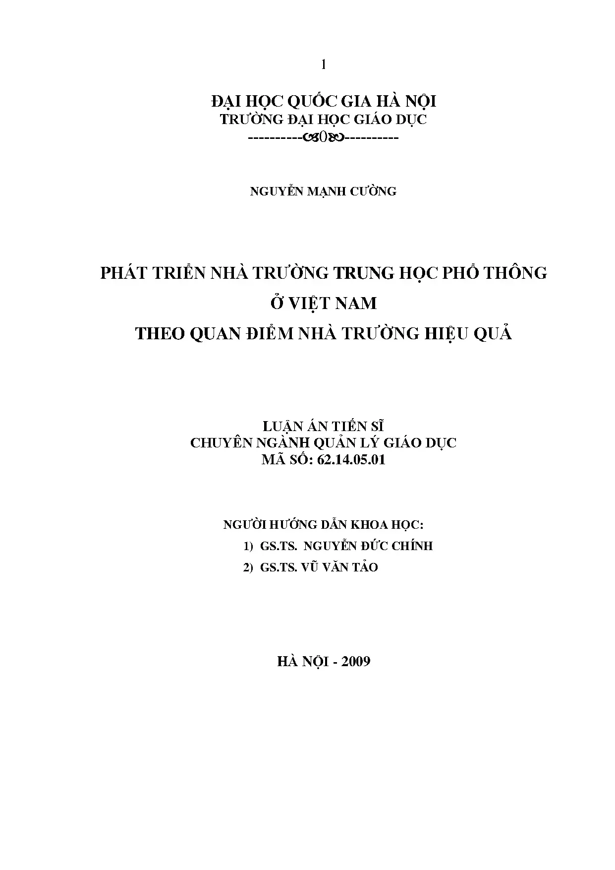 Phát triển trường trung học phổ thông hiệu quả Việt Nam