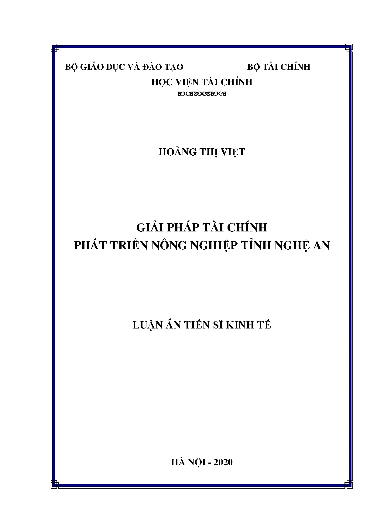 Giải pháp tài chính phát triển nông nghiệp tỉnh Nghệ An