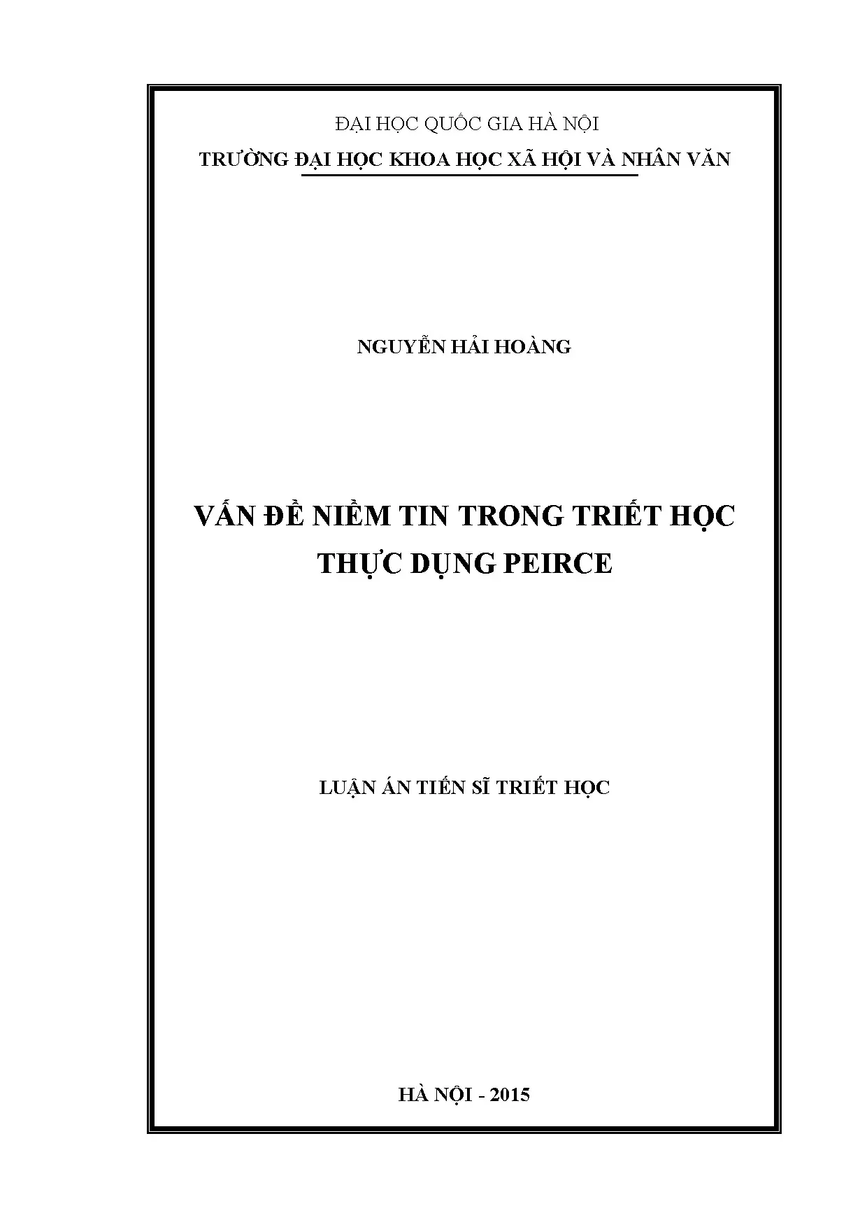 Niềm tin trong triết học thực dụng Peirce
