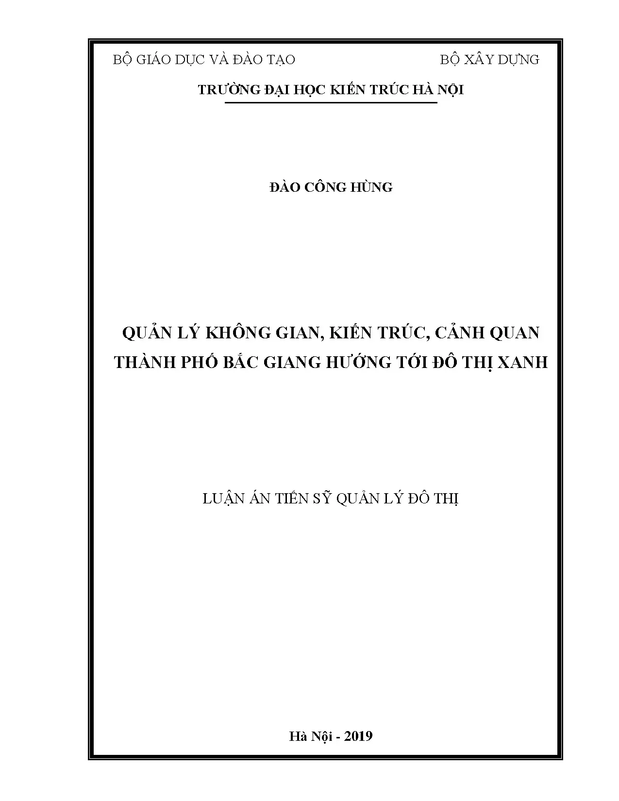 Quản lý không gian kiến trúc Bắc Giang hướng tới đô thị xanh