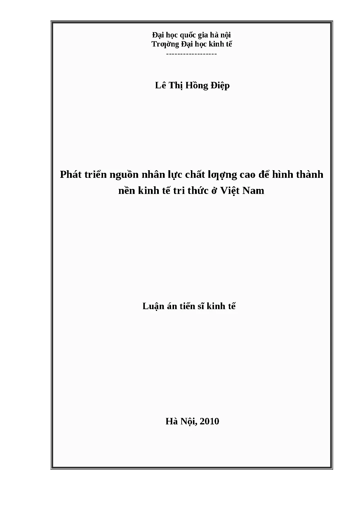Phát triển nguồn nhân lực chất lượng cao Việt Nam