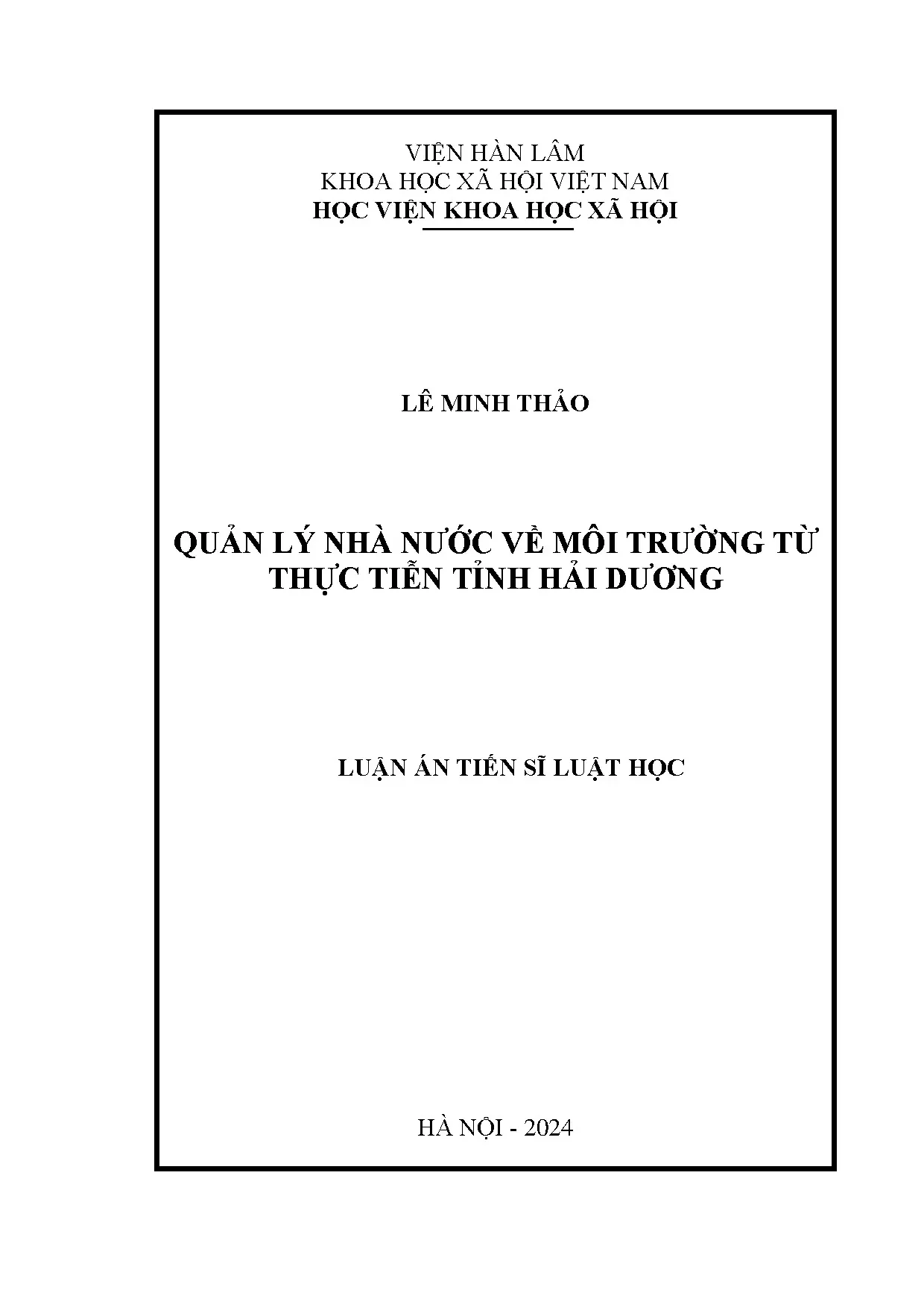 Luận án tiến sĩ quản lý nhà nước về môi trường từ thực tiễn