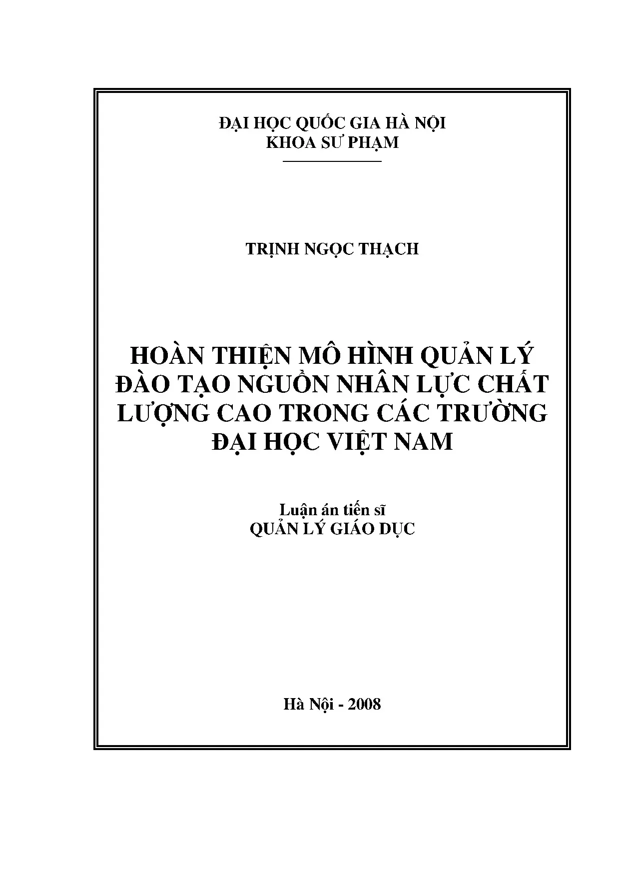 Quản lý đào tạo nguồn nhân lực chất lượng cao tại Việt Nam