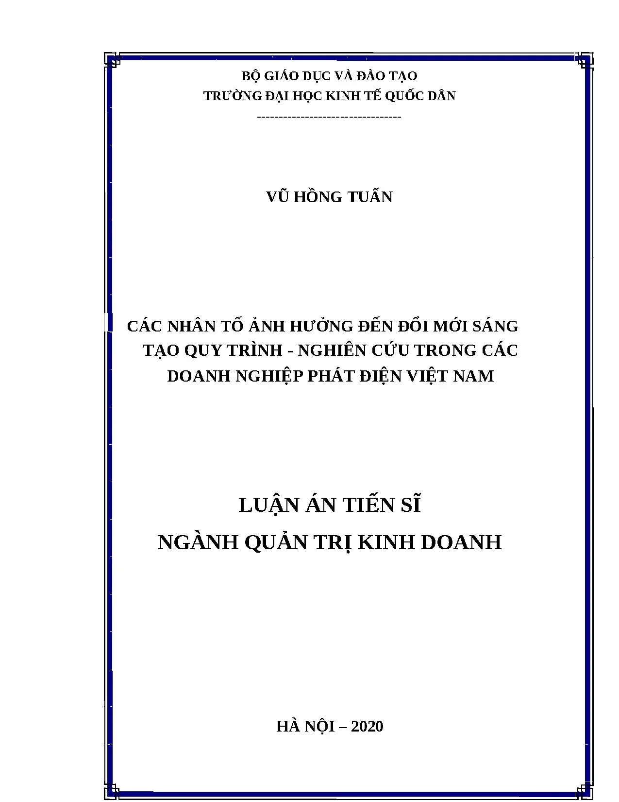 Nhân tố ảnh hưởng đến đổi mới sáng tạo doanh nghiệp phát điện Việt Nam