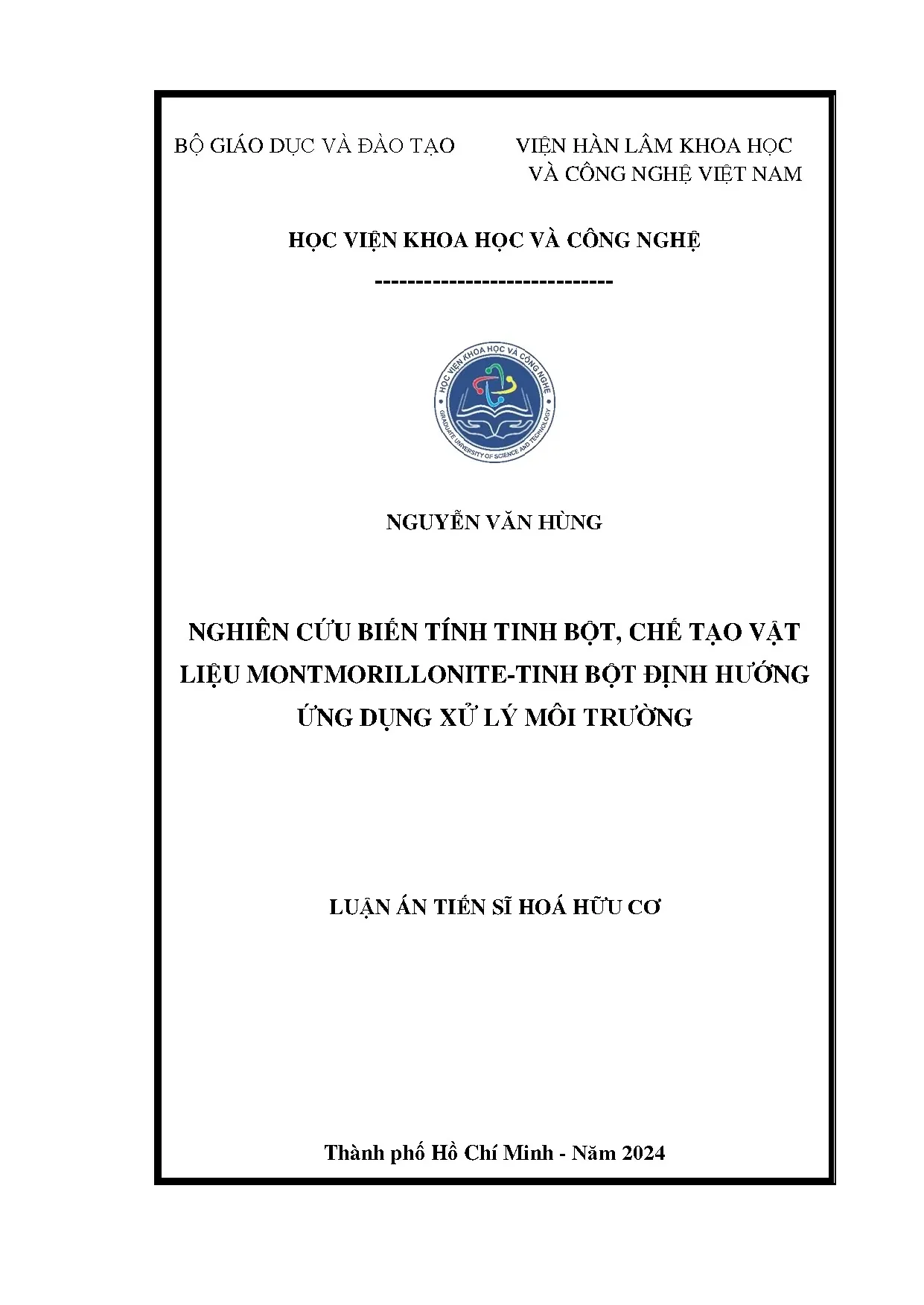 Nghiên cứu biến tính tinh bột và ứng dụng xử lý môi trường