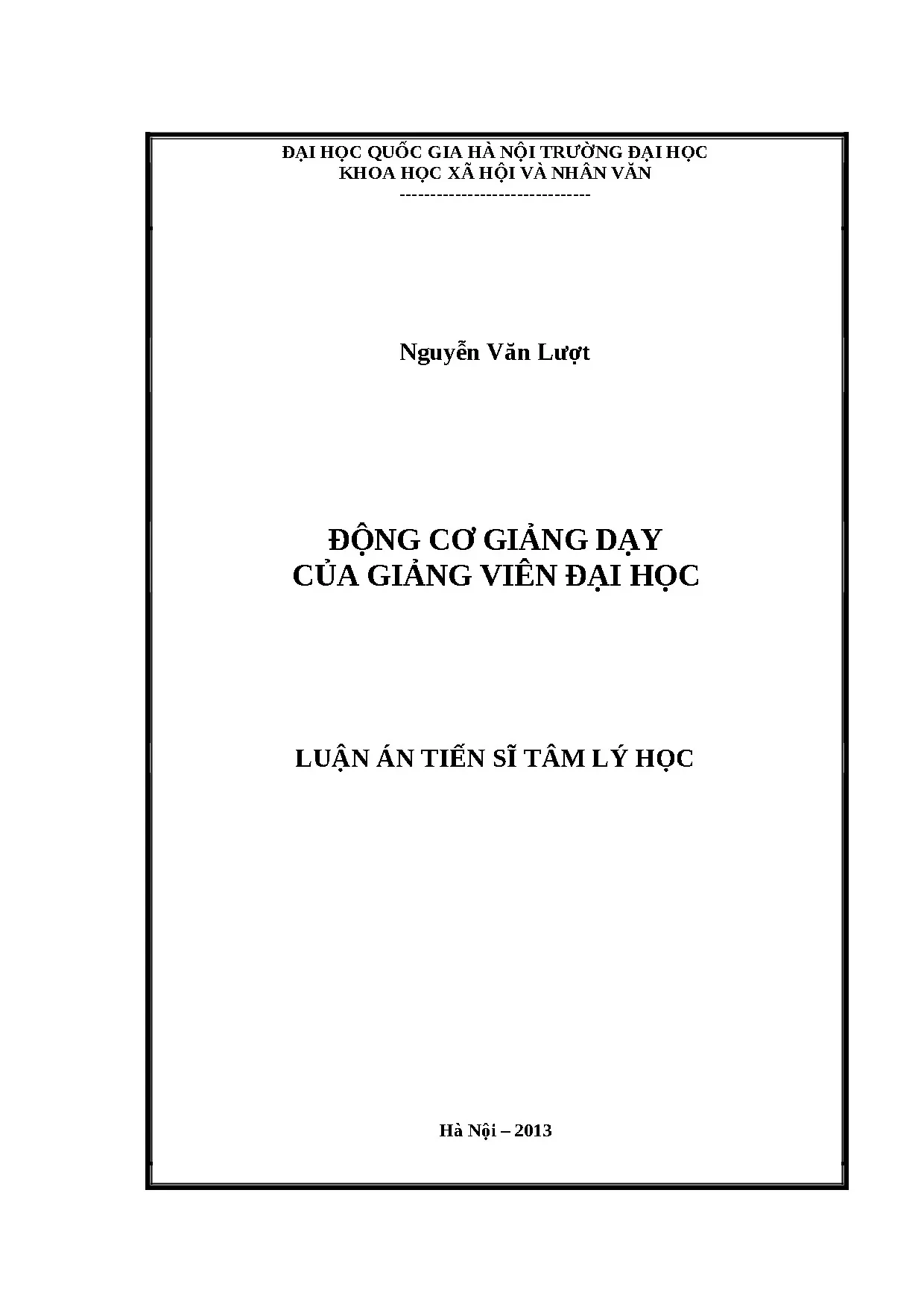 Động cơ giảng dạy của giảng viên đại học