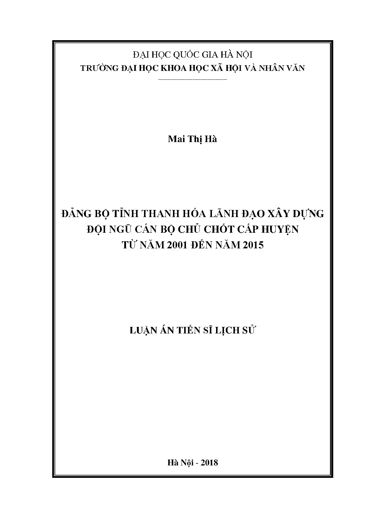 Lãnh đạo xây dựng đội ngũ cán bộ Thanh Hóa 2001-2015