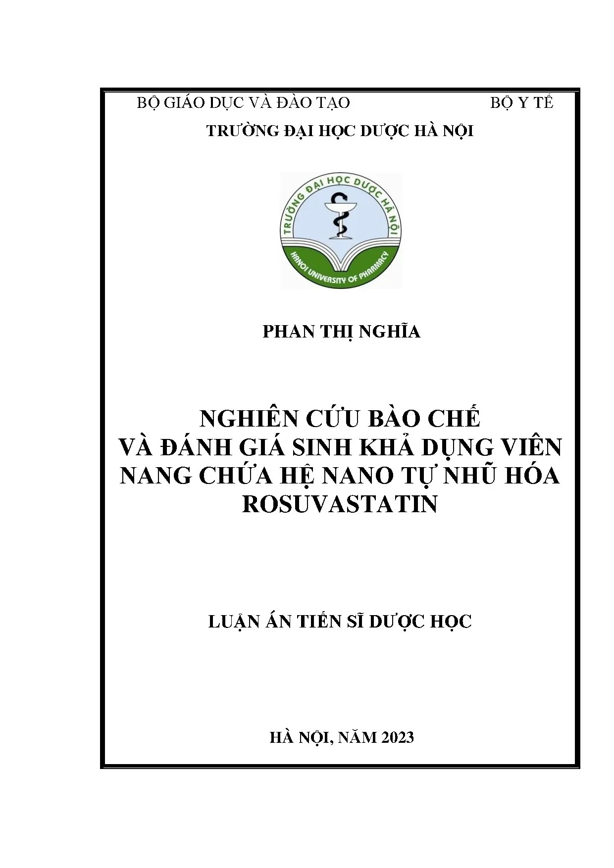 Nghiên cứu bào chế viên nang rosuvastatin nano