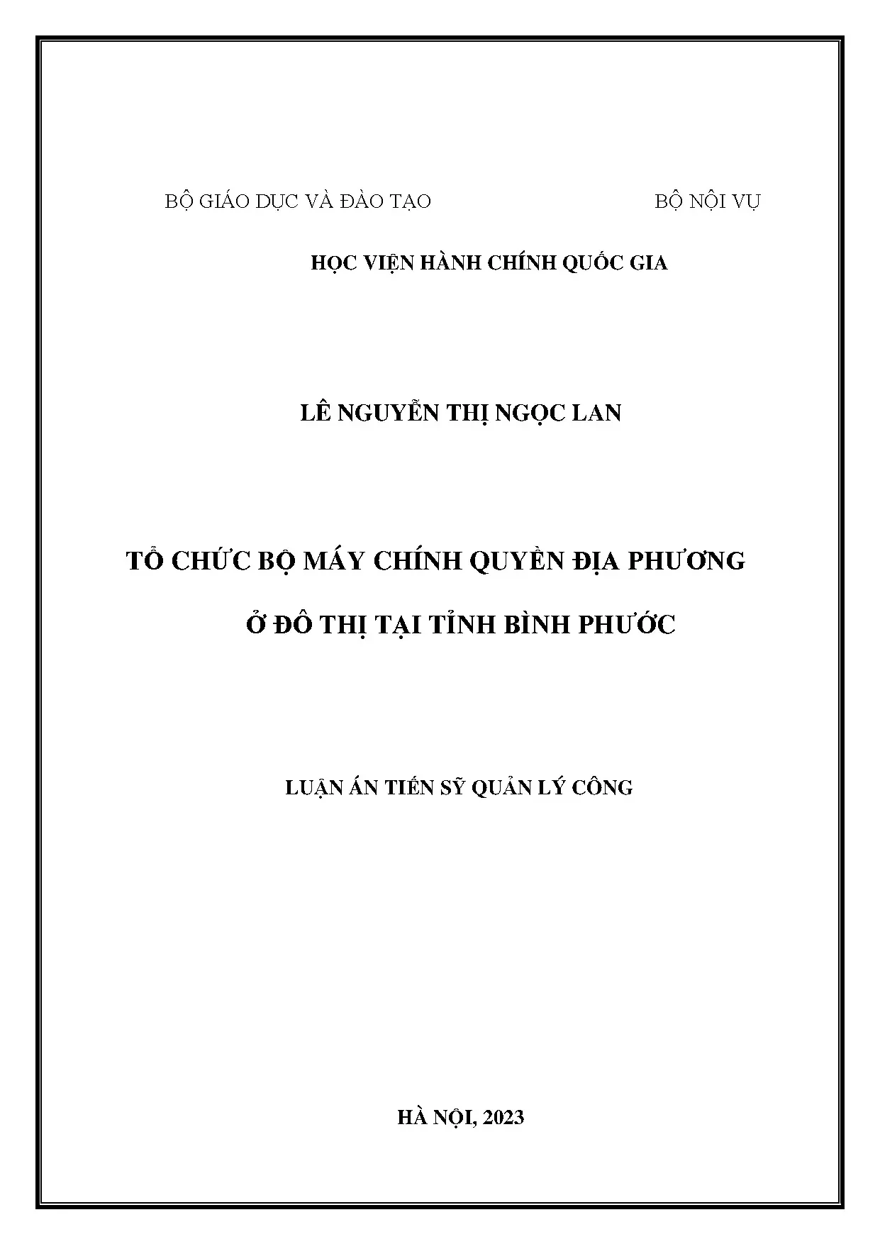Luận án tiến sĩ tổ chức bộ máy chính quyền địa phương ở đô t