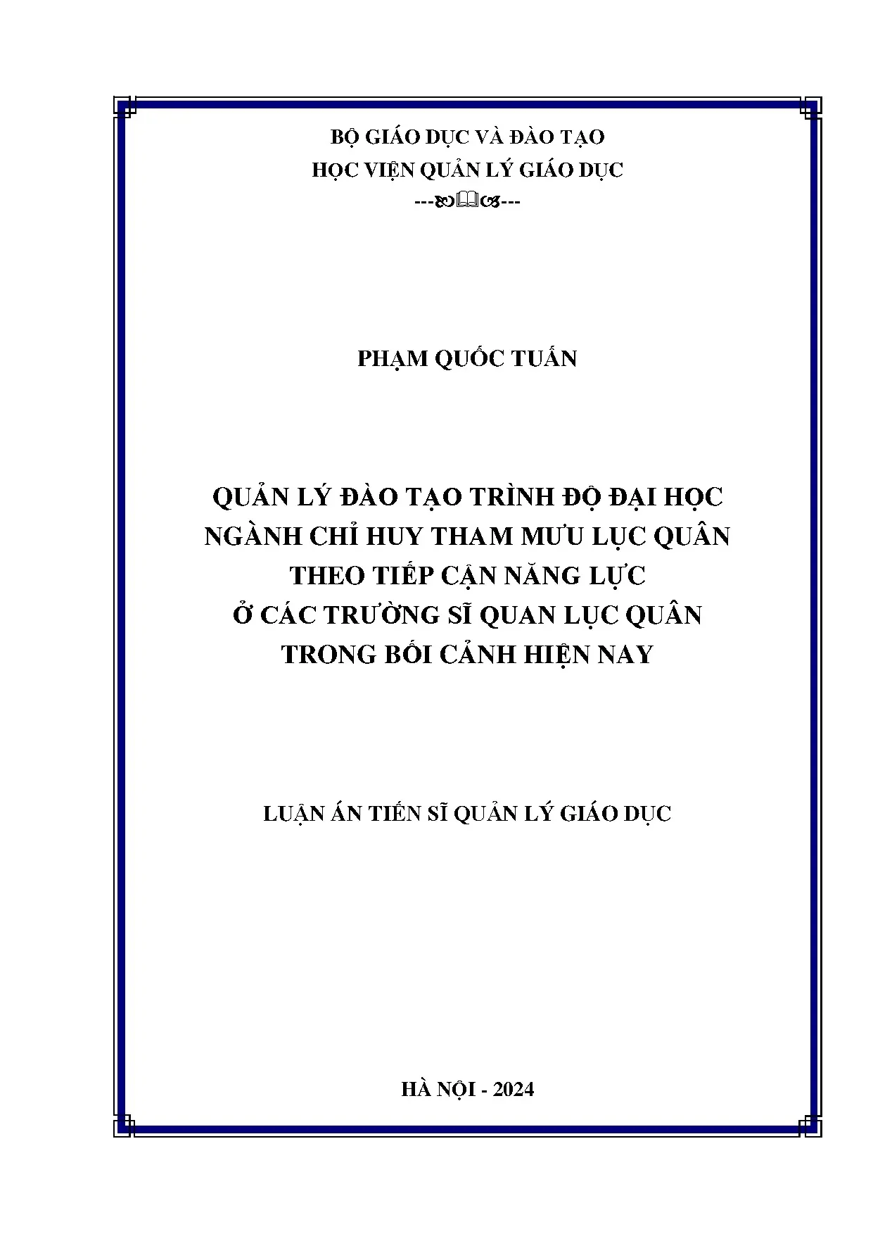 Quản lý đào tạo sĩ quan Lục quân theo năng lực ở Việt Nam