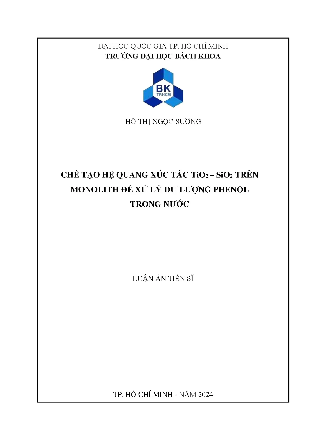 Chế tạo hệ quang xúc tác TiO2-SiO2 xử lý phenol