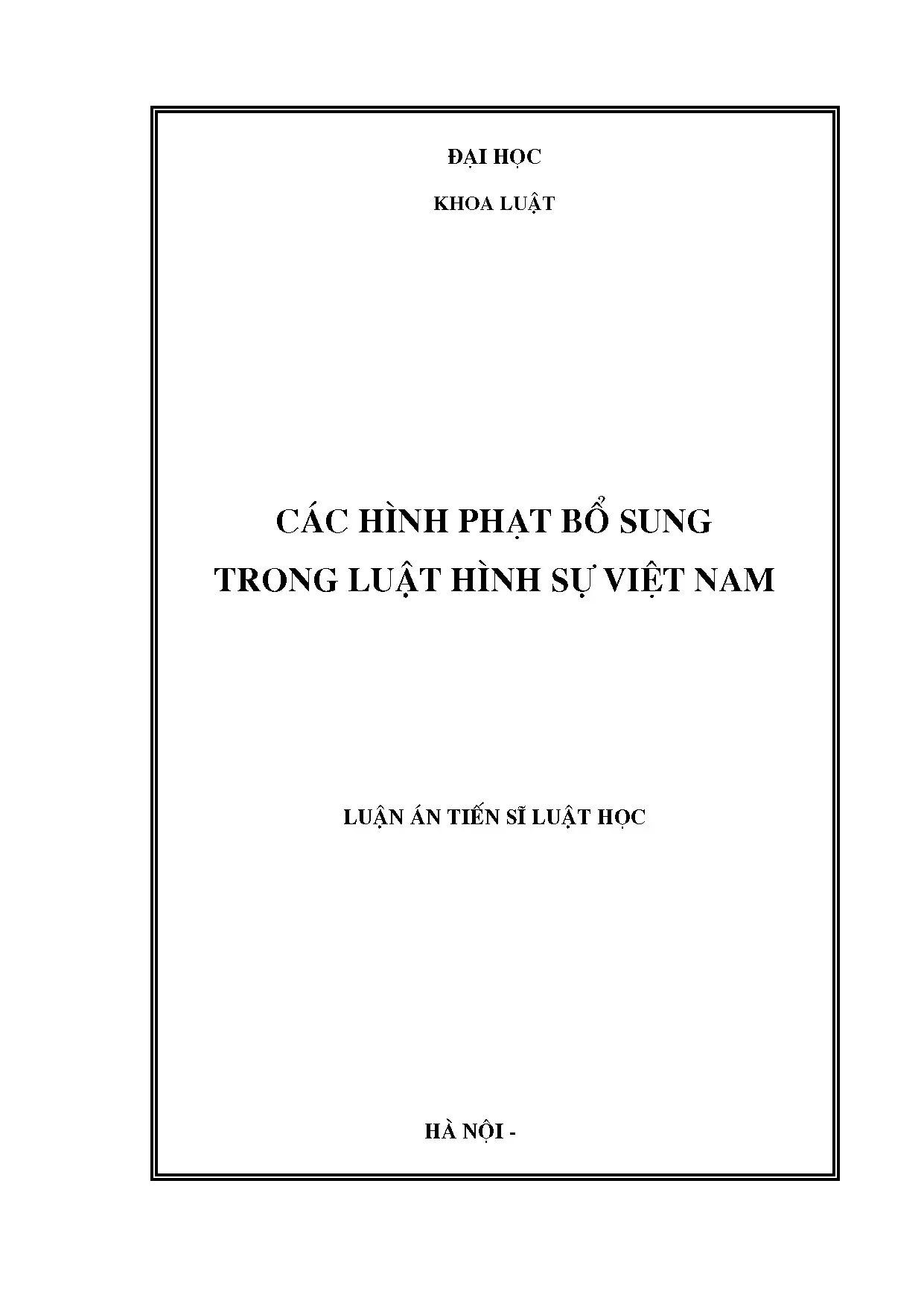 Các hình phạt bổ sung trong luật hình sự Việt Nam