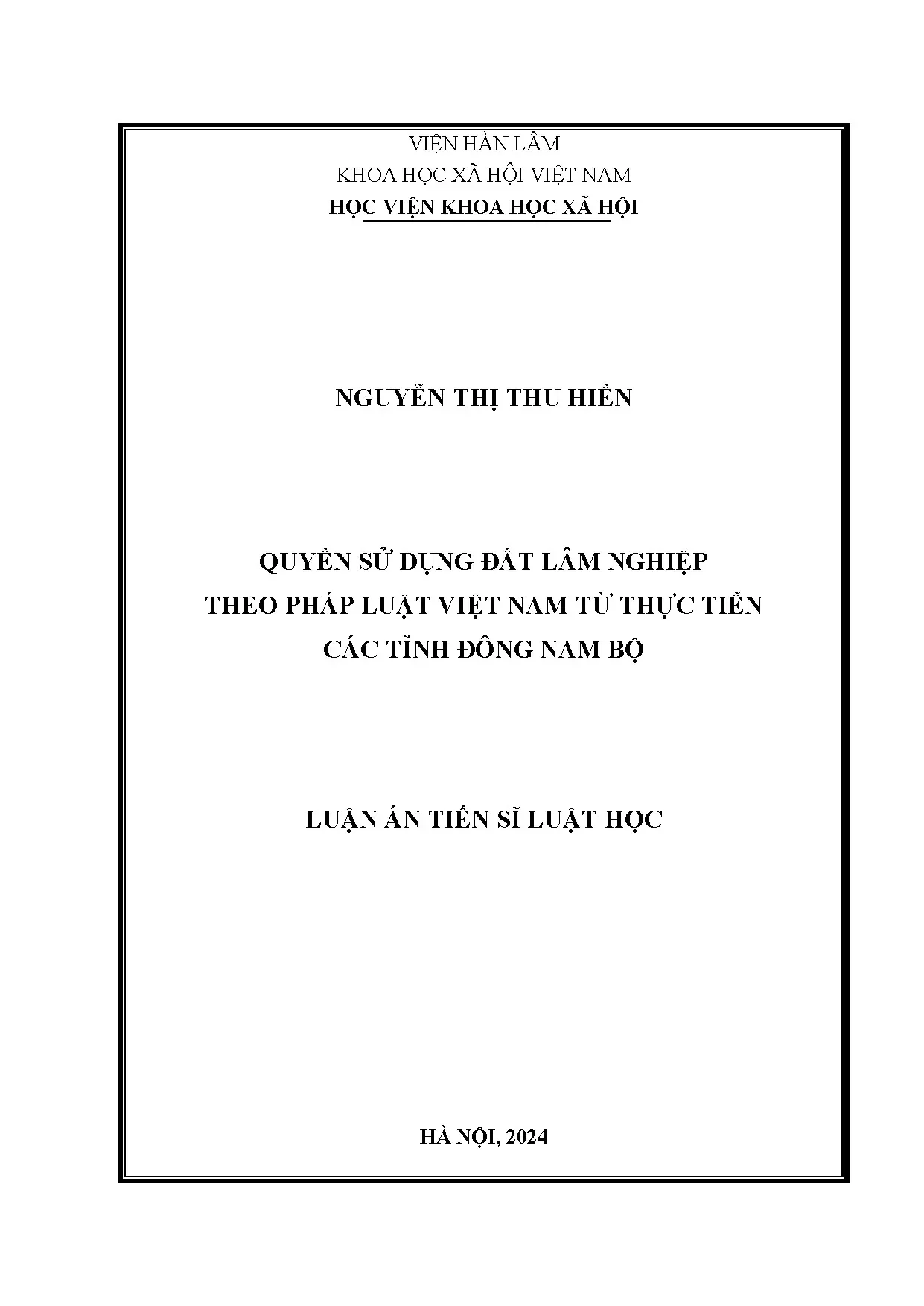 Luận án tiến sĩ quyền sử dụng đất lâm nghiệp theo pháp luật