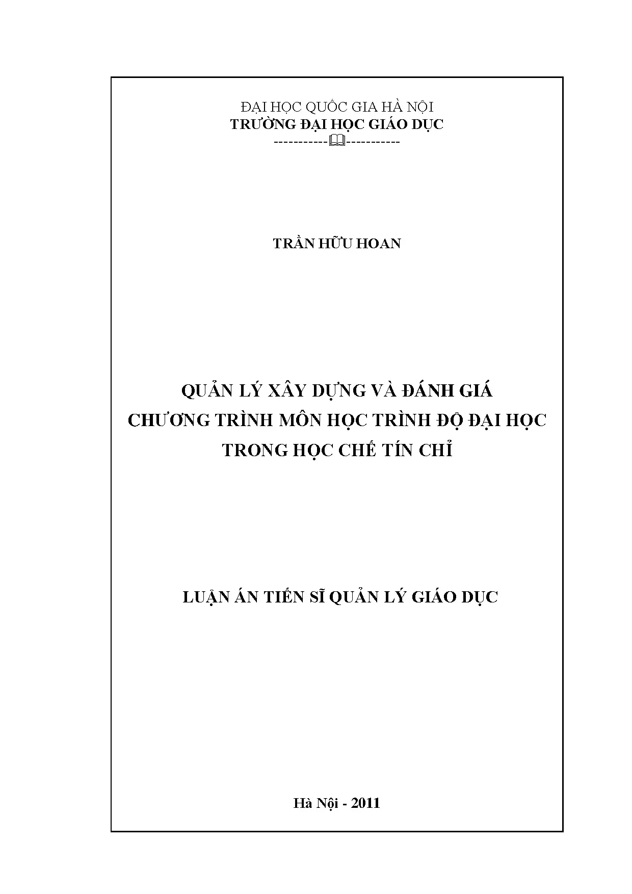 Quản lý xây dựng và đánh giá chương trình môn học trình độ đ