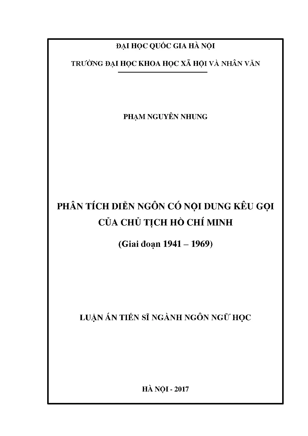 Phân tích diễn ngôn kêu gọi Chủ tịch Hồ Chí Minh (1941-1969)