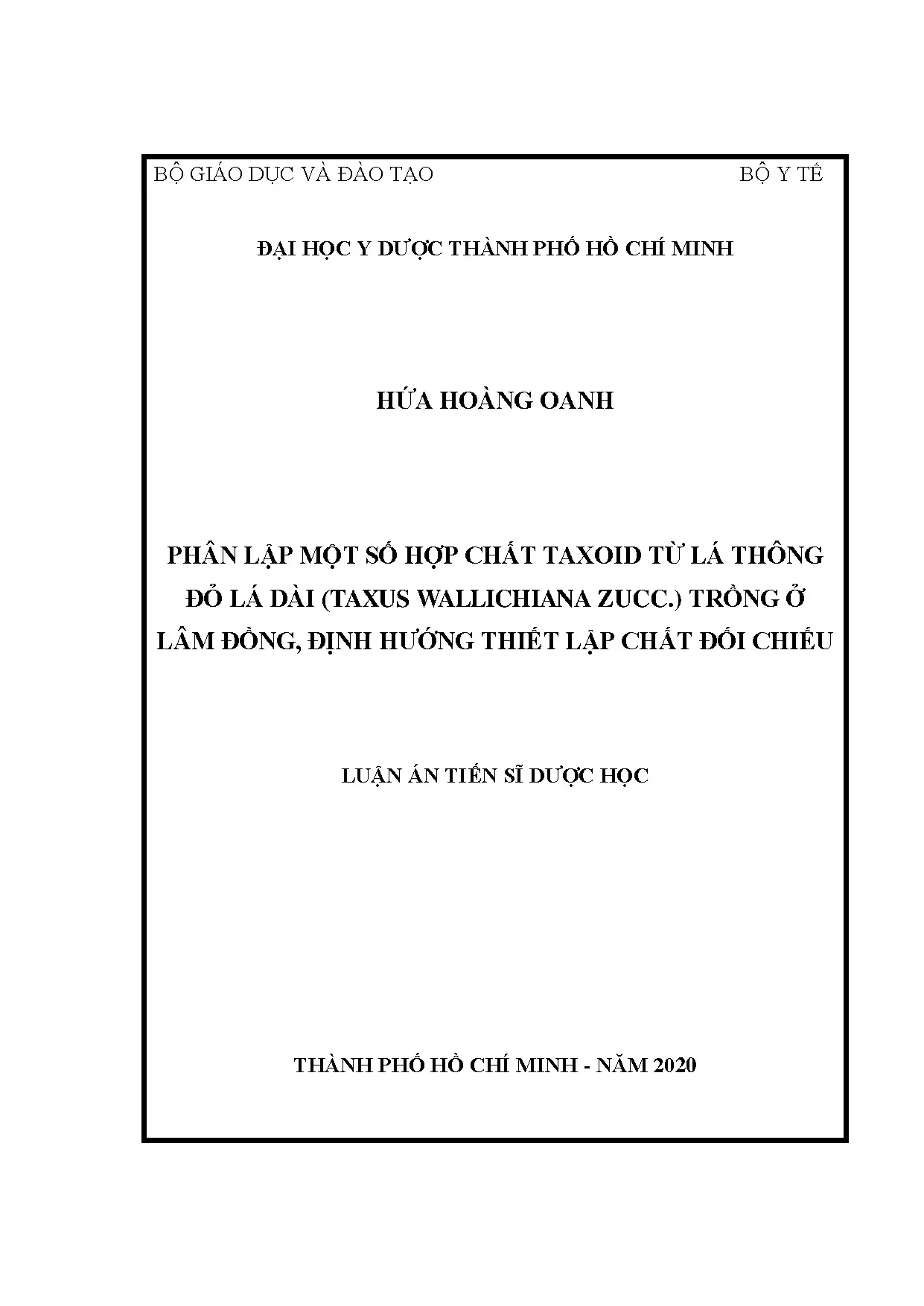 Luận án tiến sĩ phân lập một số hợp chất taxoid từ lá thông