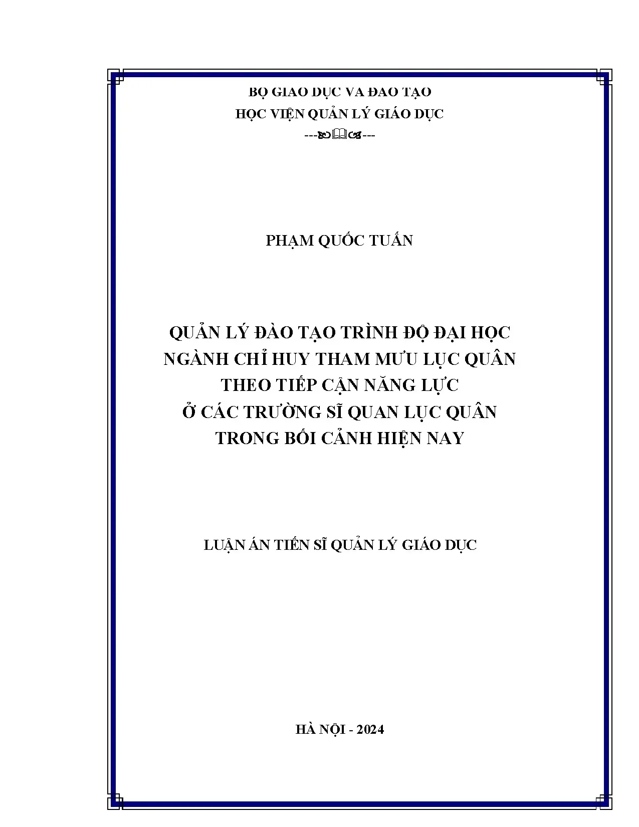 Luận án tiến sĩ quản lý đào tạo trình độ đại học ngành chỉ h