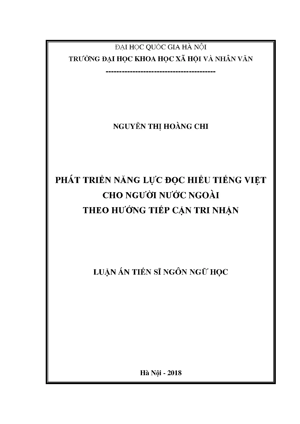 Phát triển năng lực đọc hiểu tiếng Việt cho người nước ngoài
