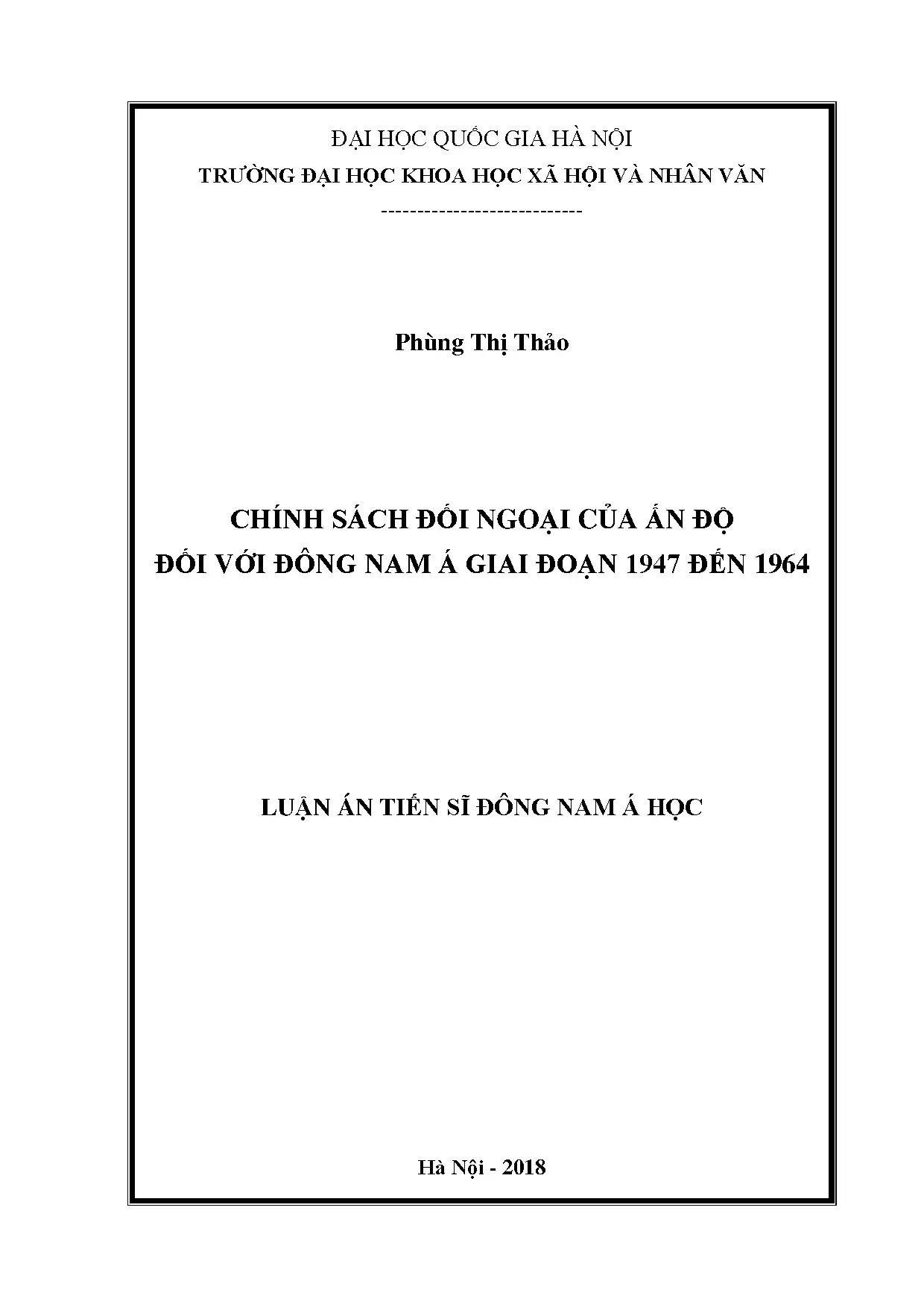 Chính sách đối ngoại của Ấn Độ với Đông Nam Á (1947-1964)