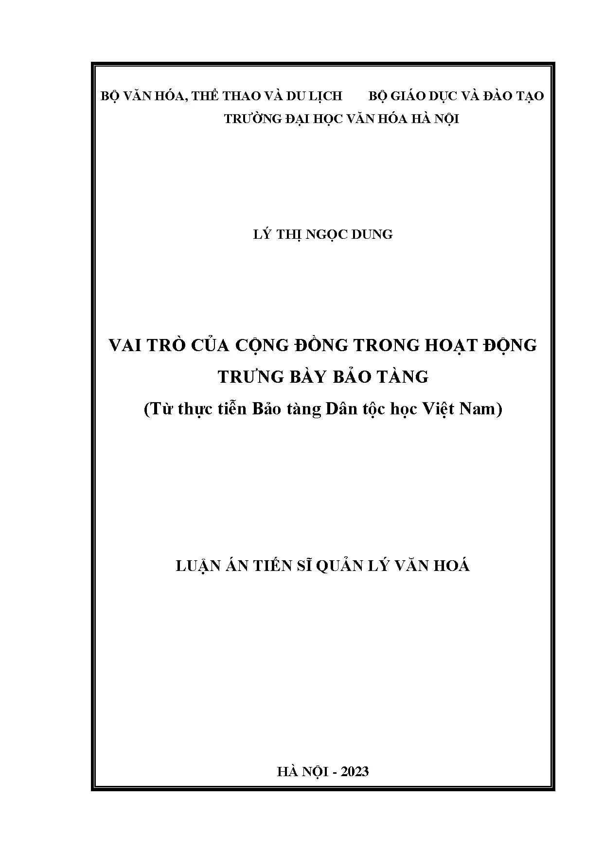 Luận án tiến sĩ vai trò của cộng đồng trong hoạt động trưng