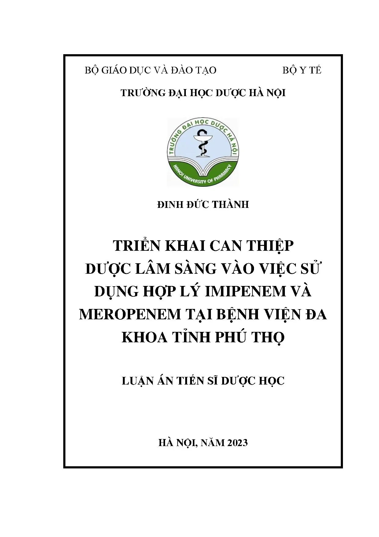Dược lâm sàng: Sử dụng hợp lý Imipenem, Meropenem tại BVĐK Phú Thọ