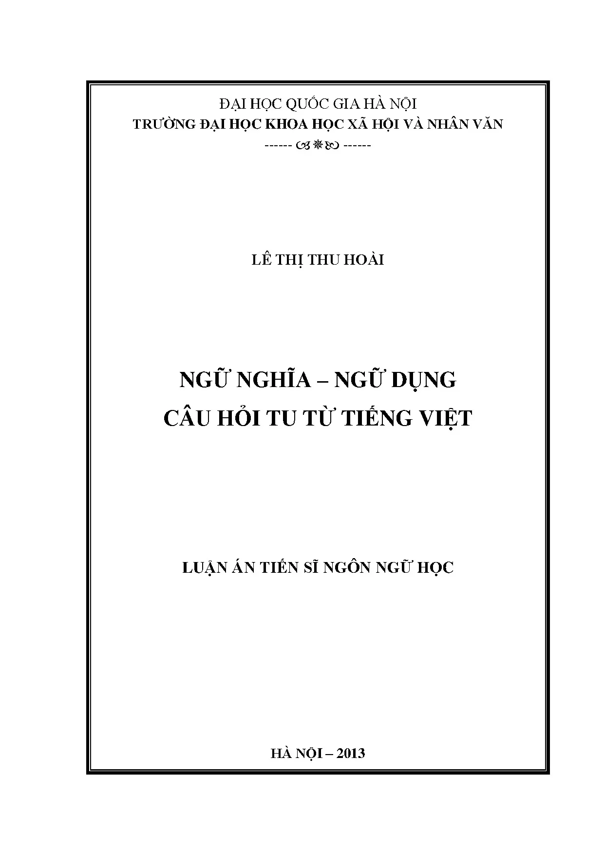 Ngữ nghĩa câu hỏi tu từ trong tiếng Việt