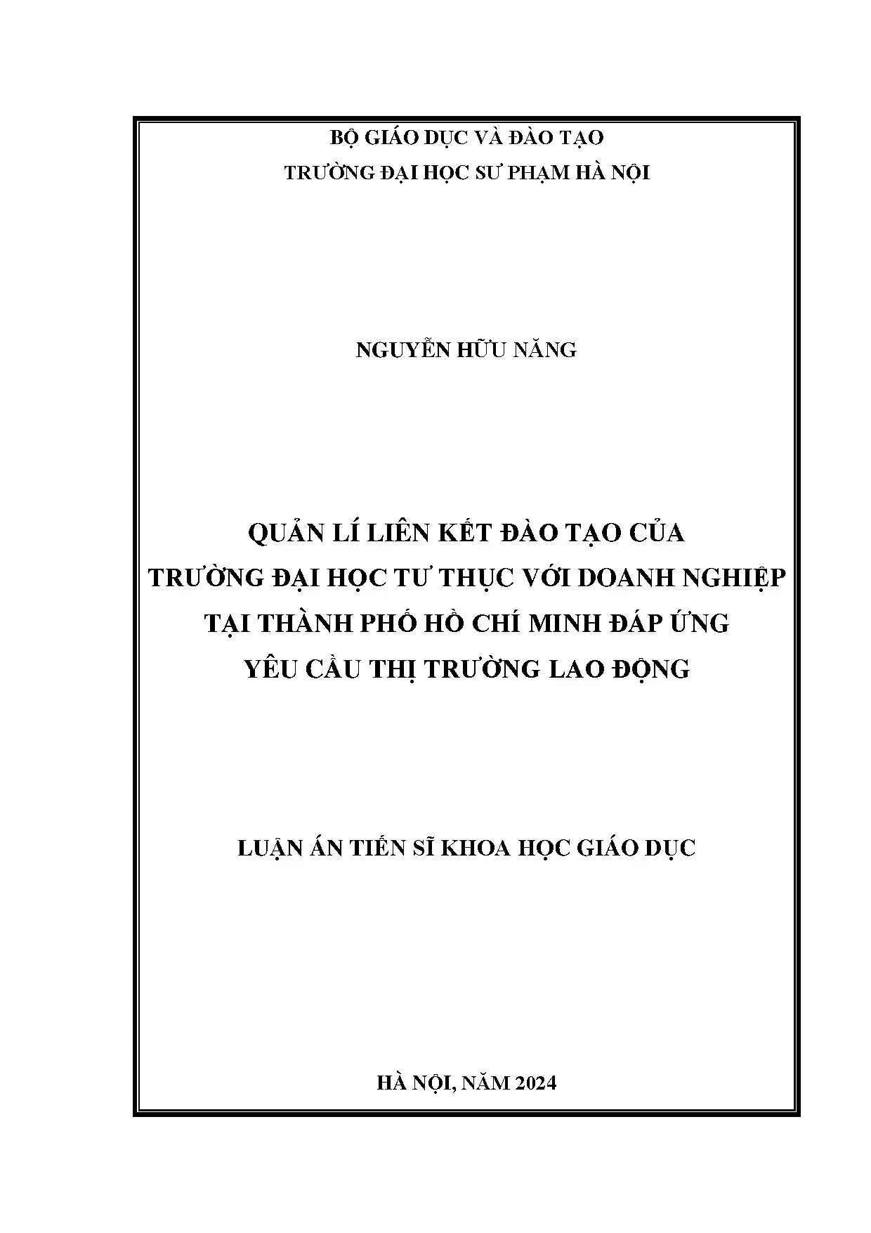 Luận án tiến sĩ quản lí liên kết đào tạo của trường đại học
