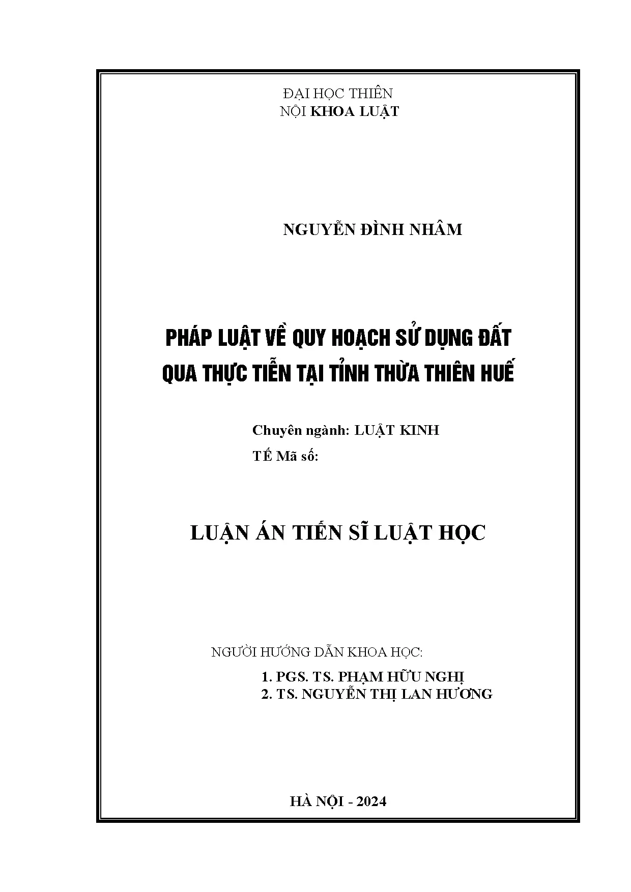 Pháp luật quy hoạch sử dụng đất tại Thừa Thiên Huế
