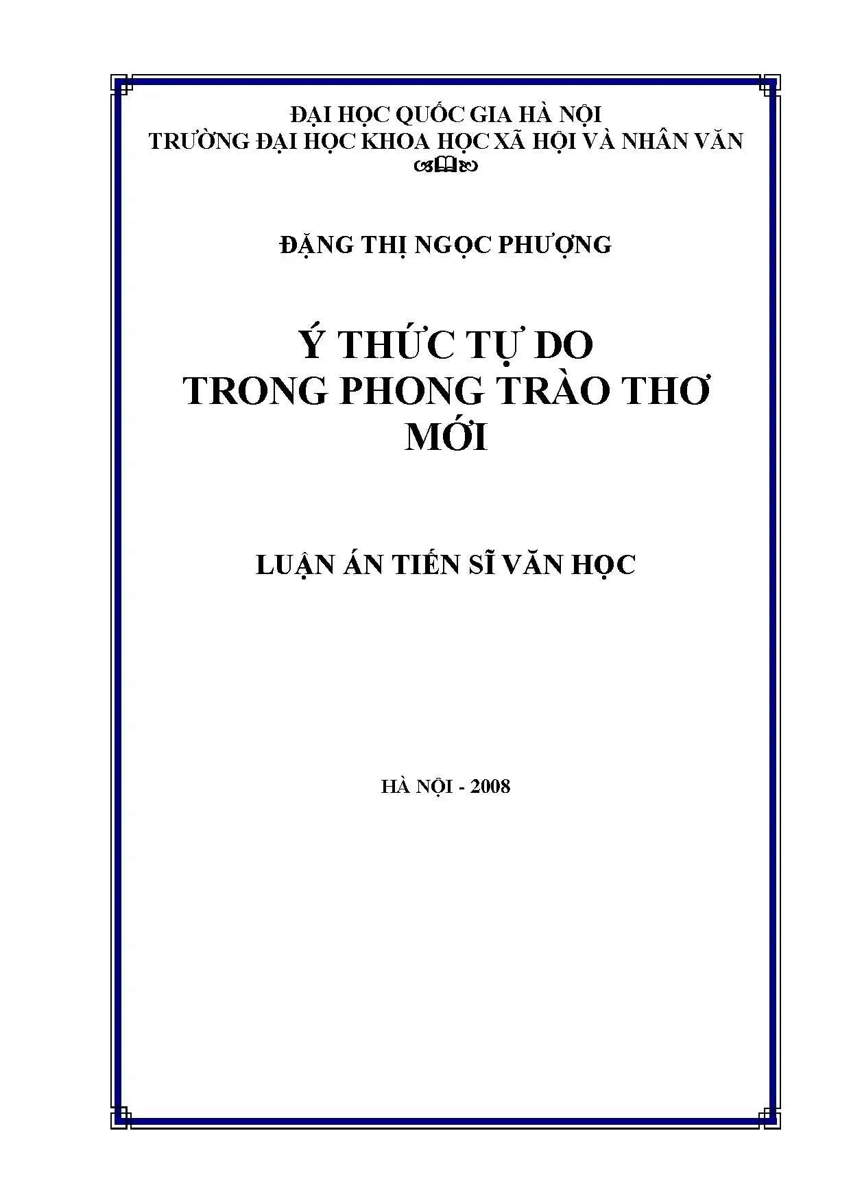 Ý thức tự do trong phong trào thơ mới Việt Nam