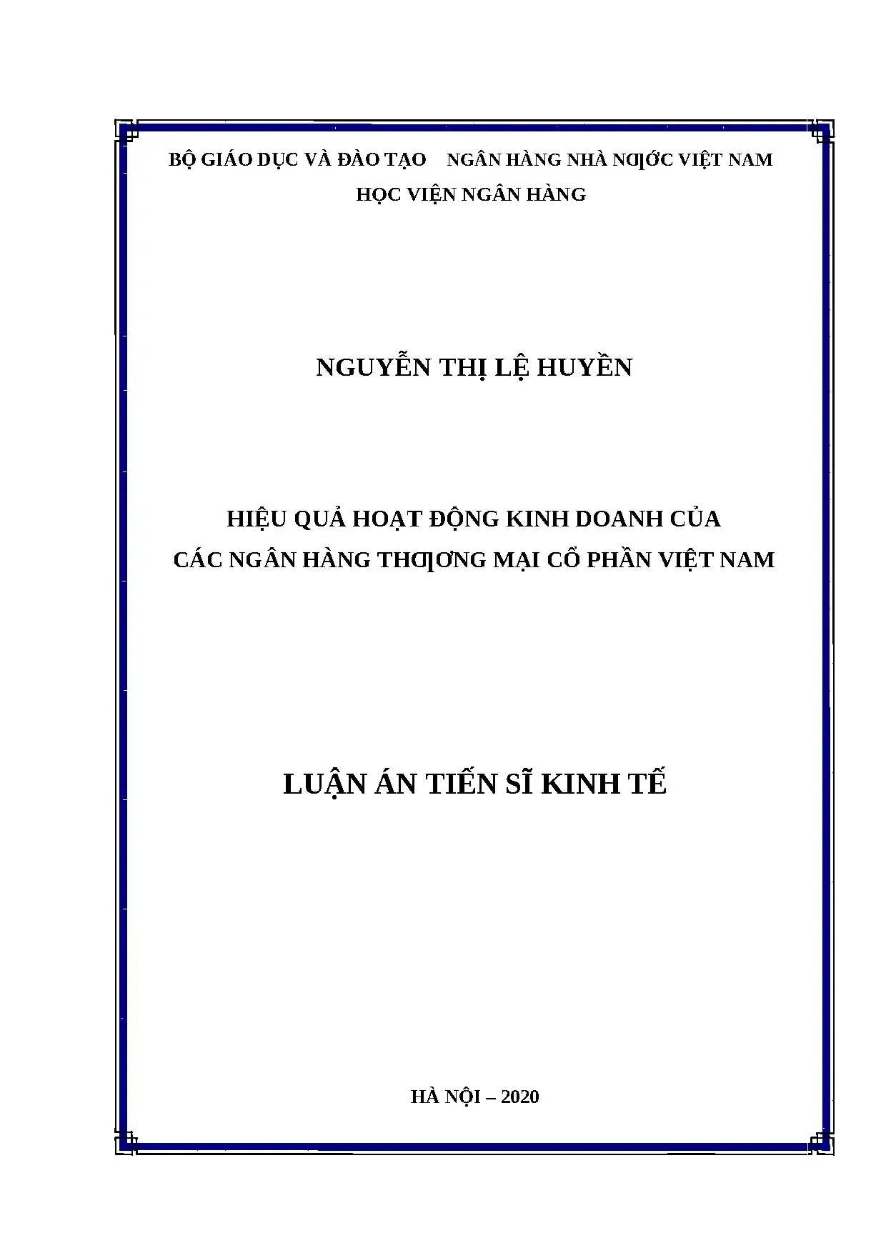 Hiệu quả hoạt động kinh doanh ngân hàng Việt Nam