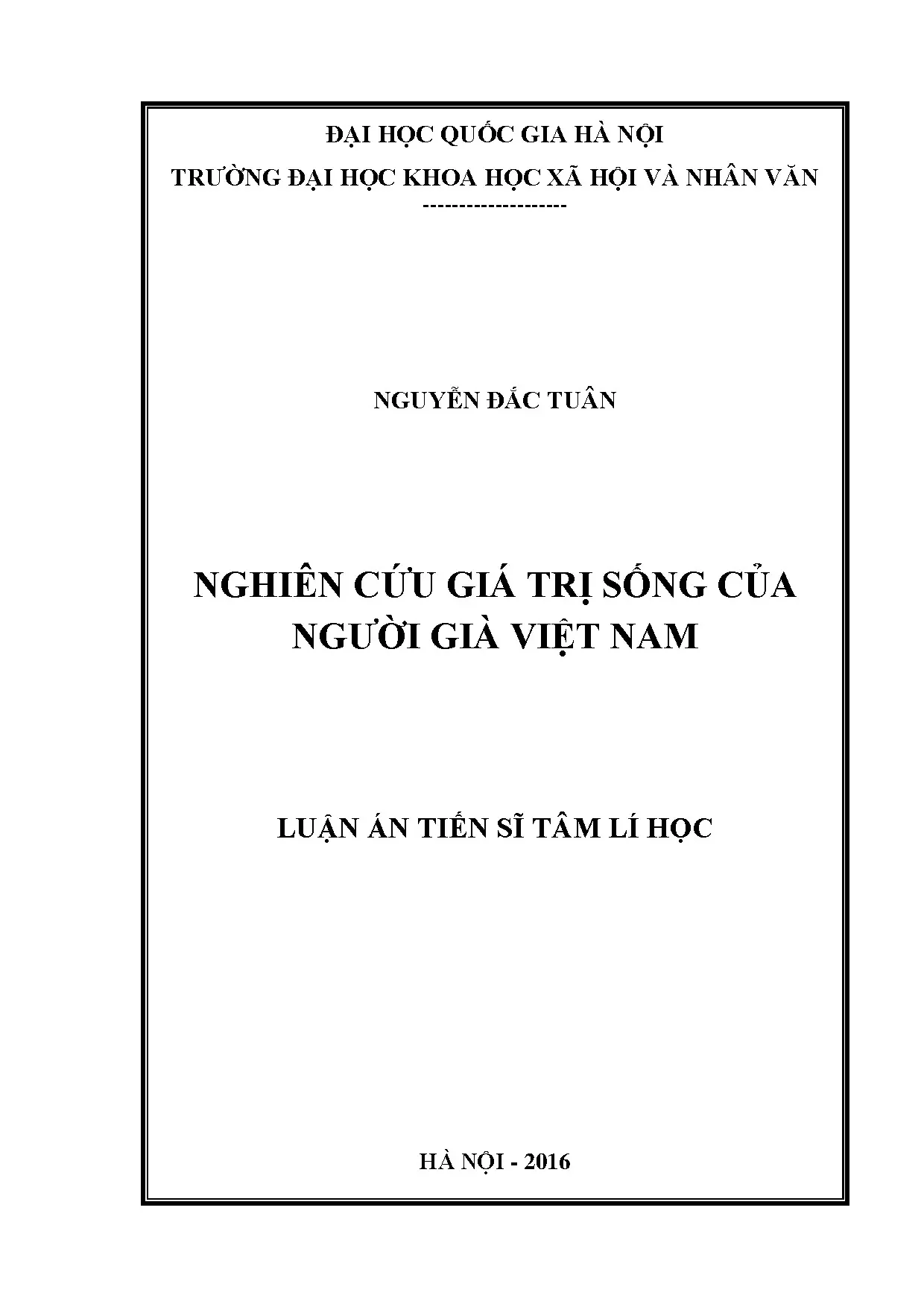 Giá trị sống người già Việt Nam: Luận án Tâm lý học xã hội