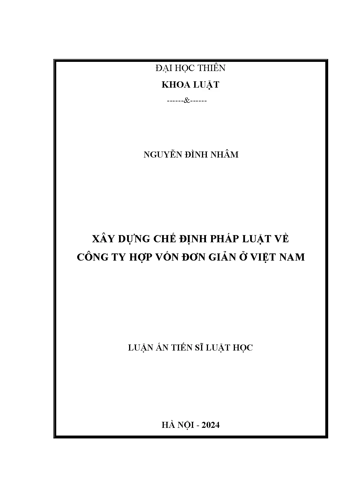 Xây dựng chế định pháp luật công ty hợp vốn đơn giản