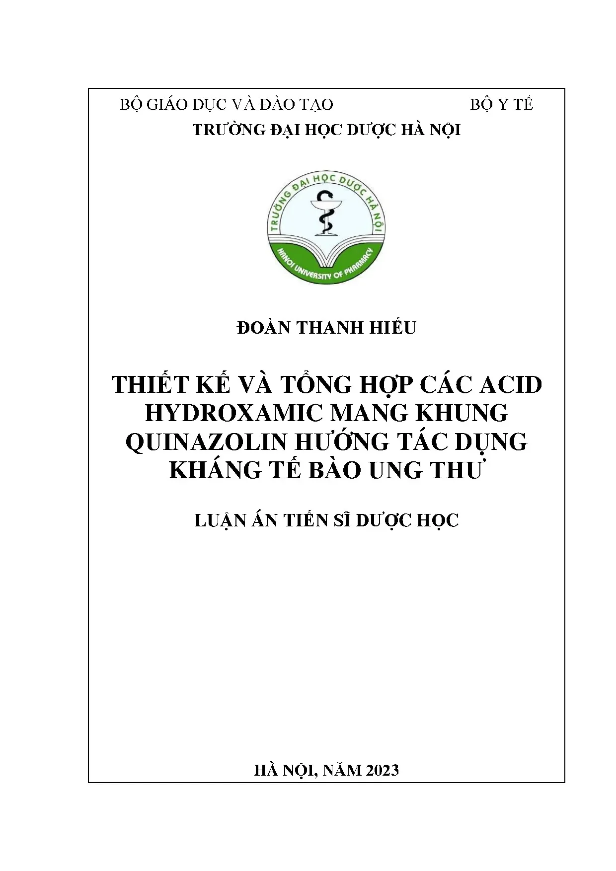 Thiết kế, tổng hợp acid hydroxamic quinazolin kháng ung thư