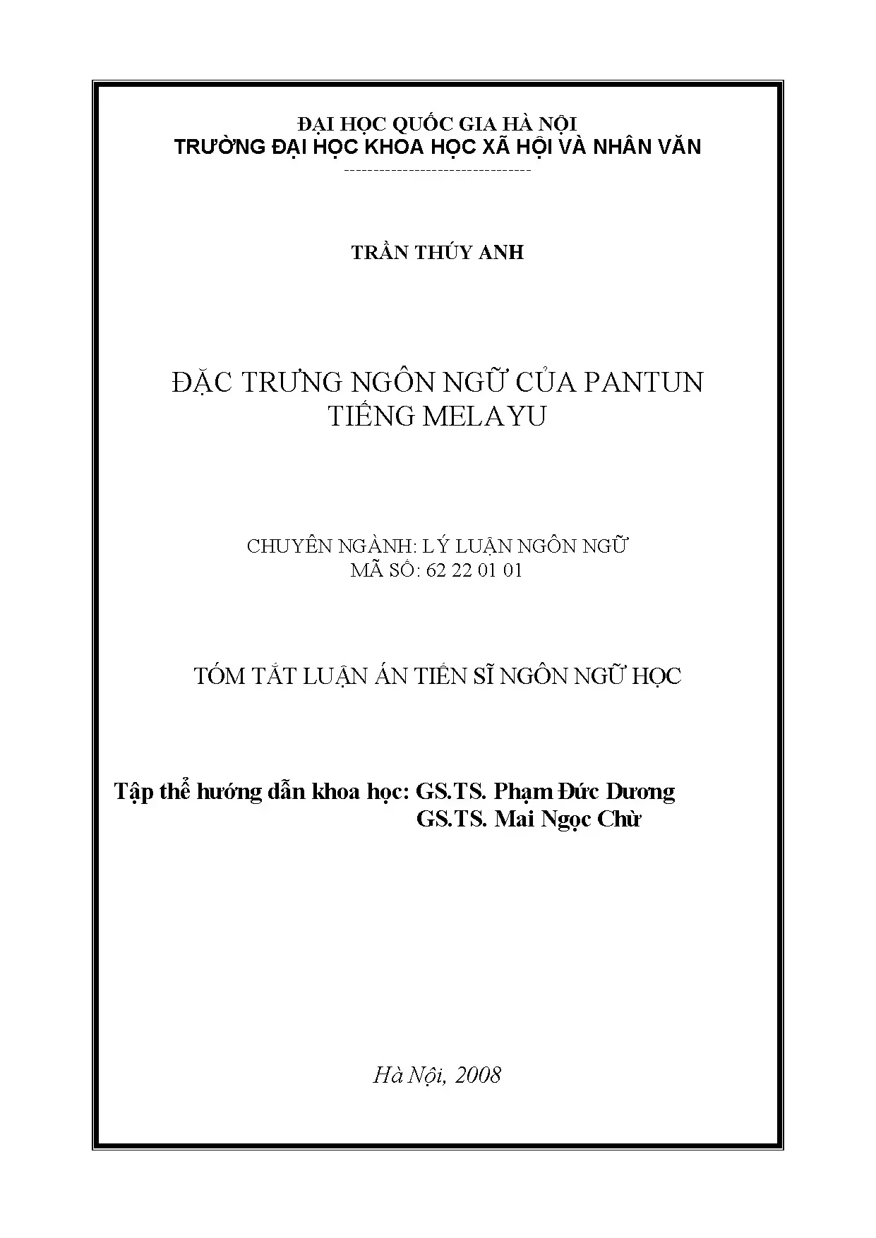 Đặc trưng ngôn ngữ pantun tiếng Melayu