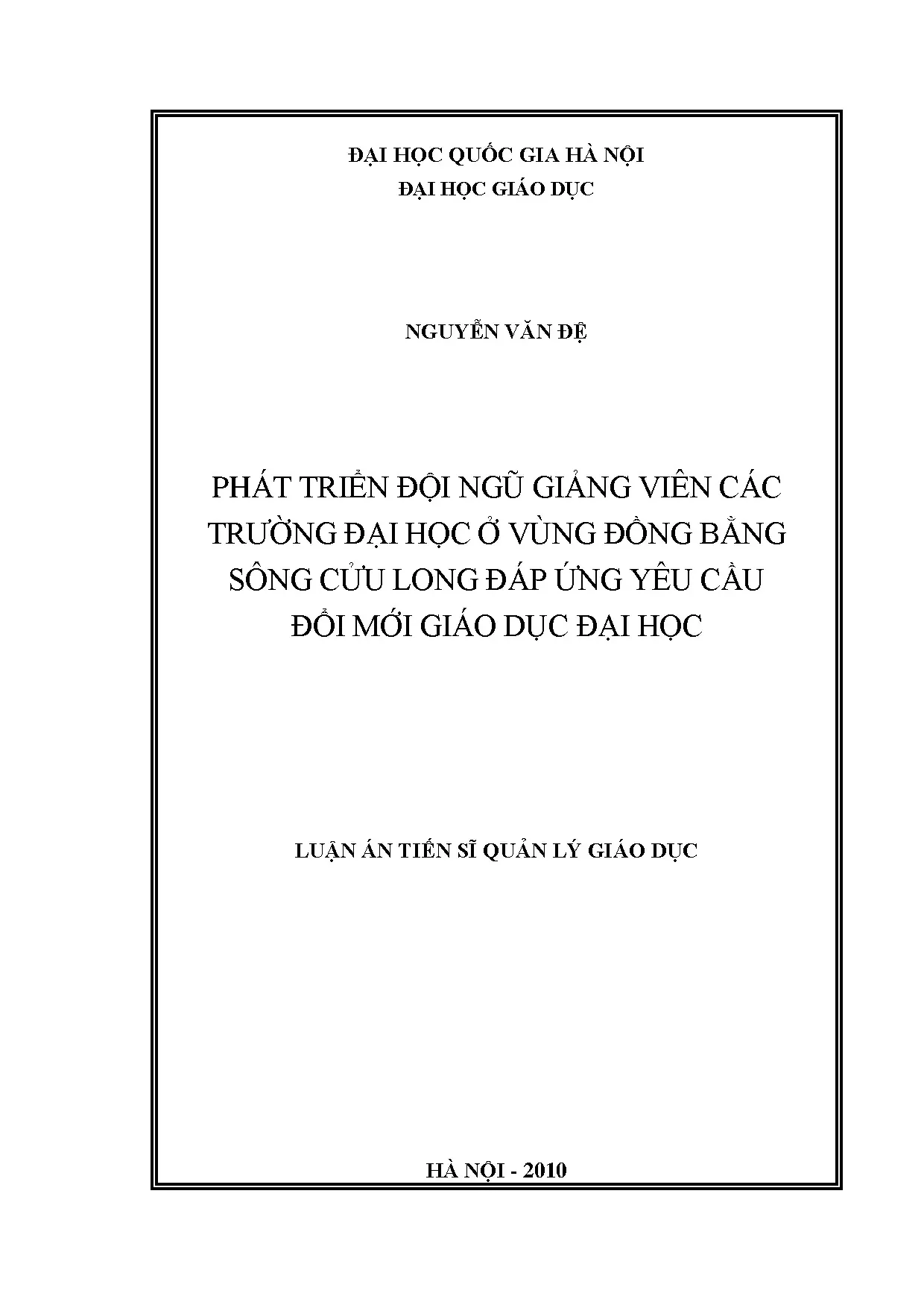Phát triển đội ngũ giảng viên ĐH vùng ĐBSCL