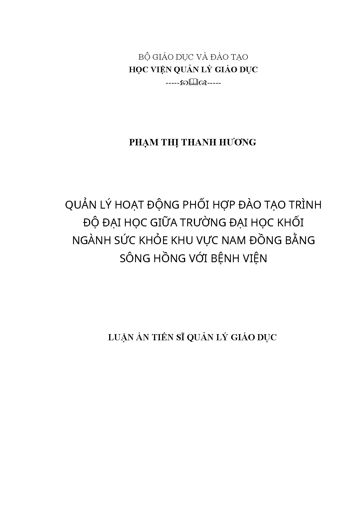 Luận án tiến sĩ quản lý hoạt động phối hợp đào tạo trình độ