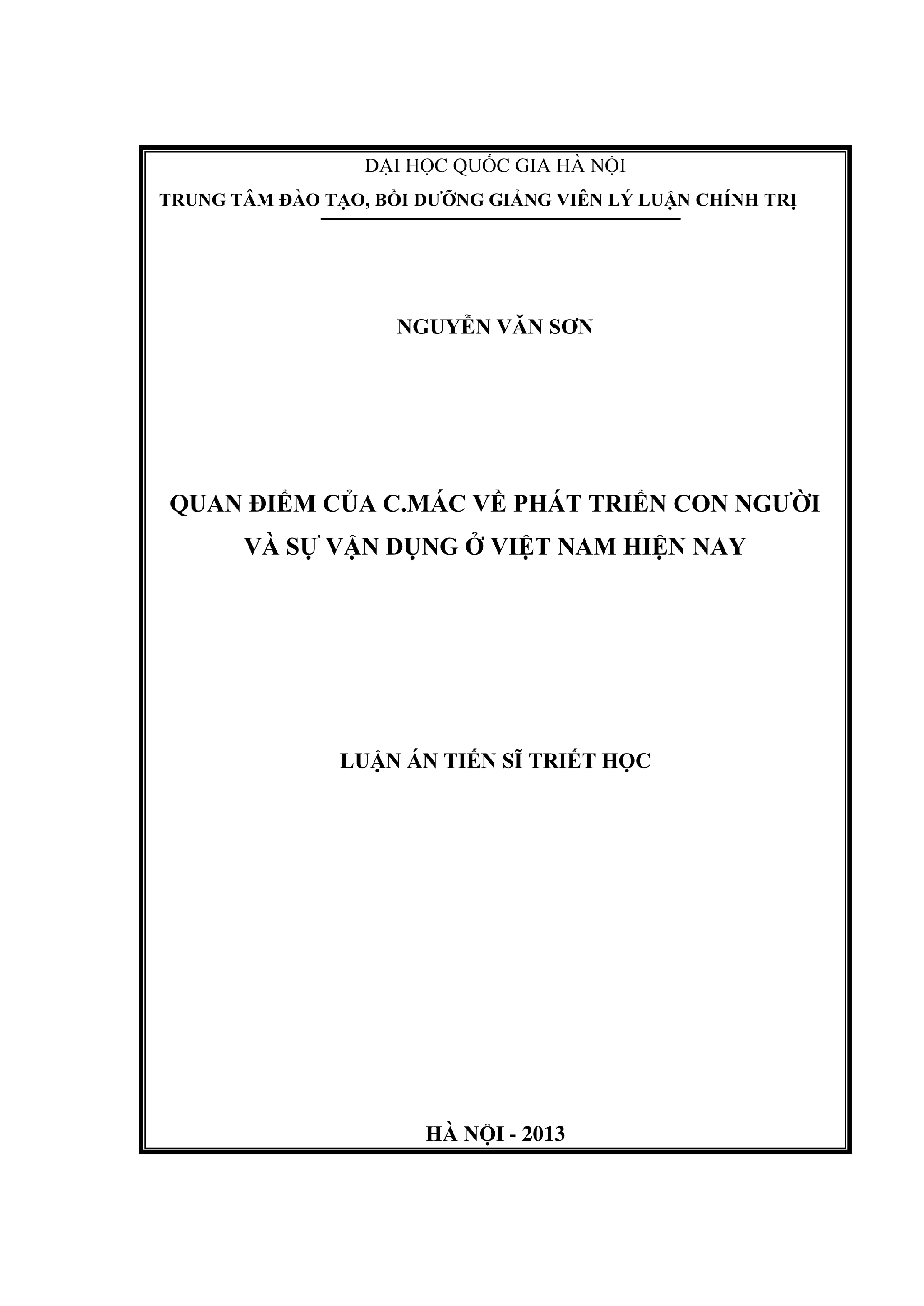Quan điểm C.Mác về phát triển con người & vận dụng Việt Nam