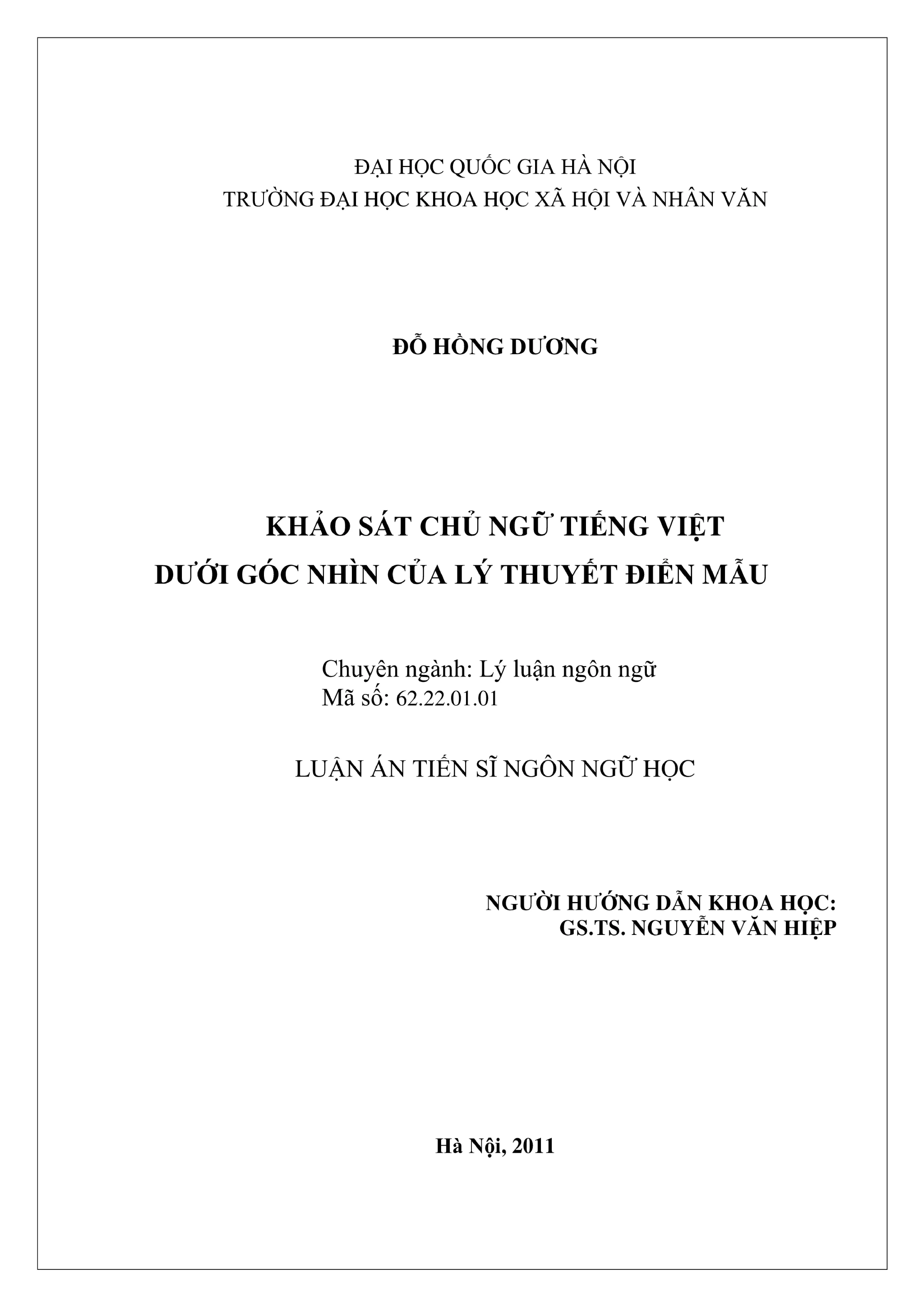 Chủ ngữ tiếng Việt dưới góc nhìn lý thuyết điển mẫu ngôn ngữ học