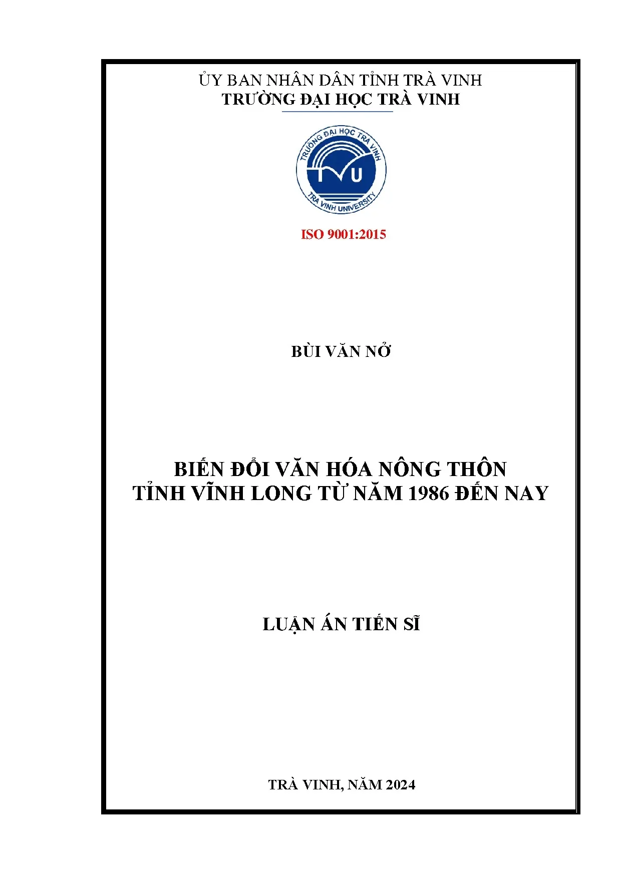 Biến đổi văn hóa nông thôn Vĩnh Long từ 1986 đến nay