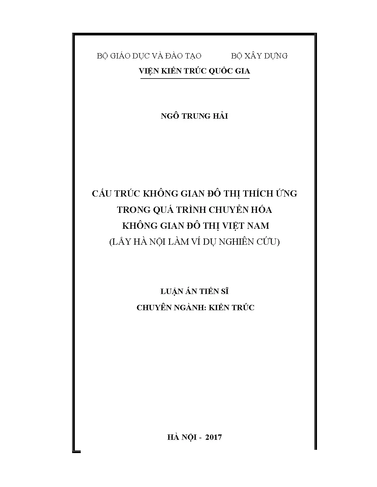 Cấu trúc không gian đô thị thích ứng trong quá trình chuyển