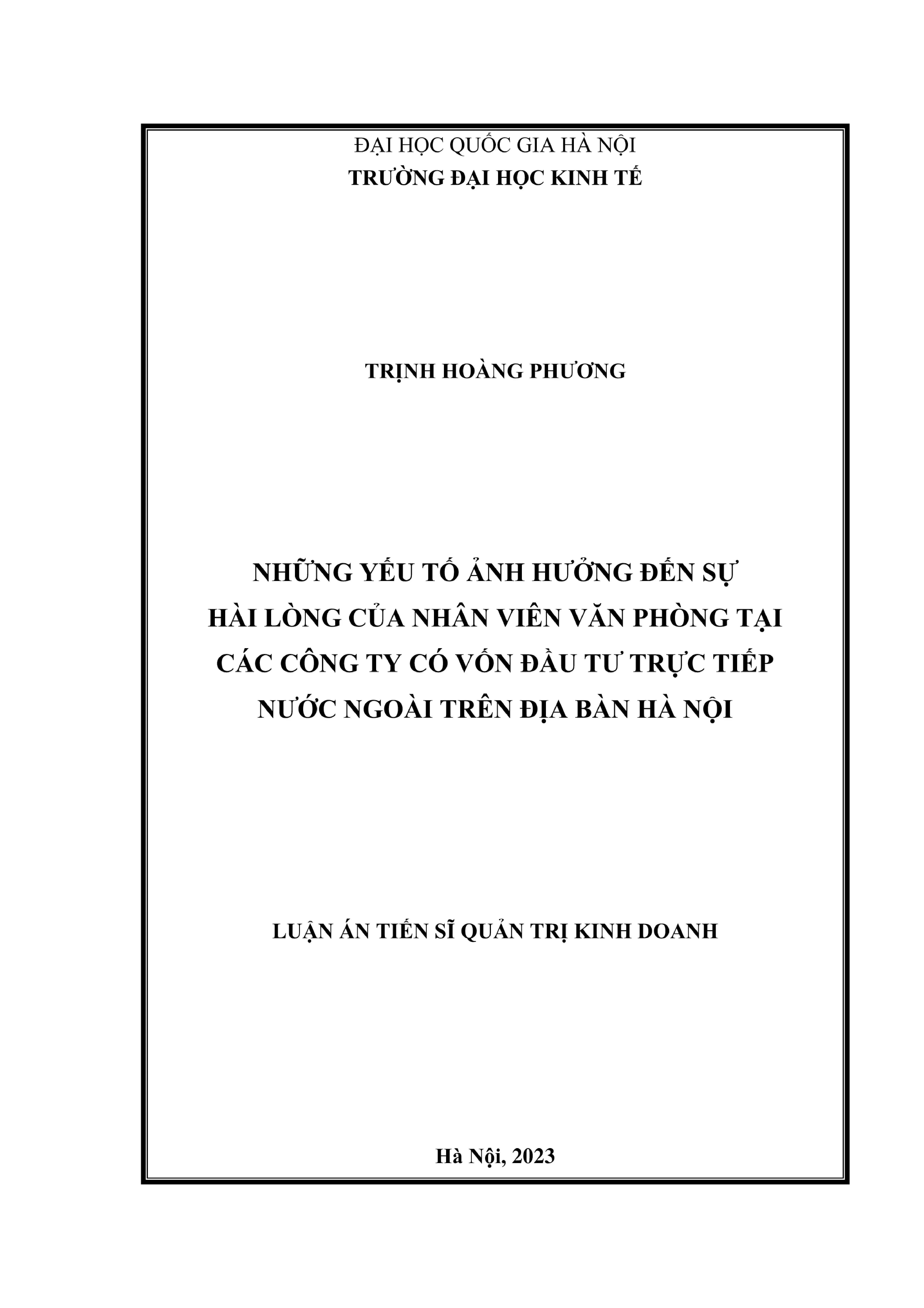 Yếu tố ảnh hưởng đến sự hài lòng nhân viên văn phòng FDI