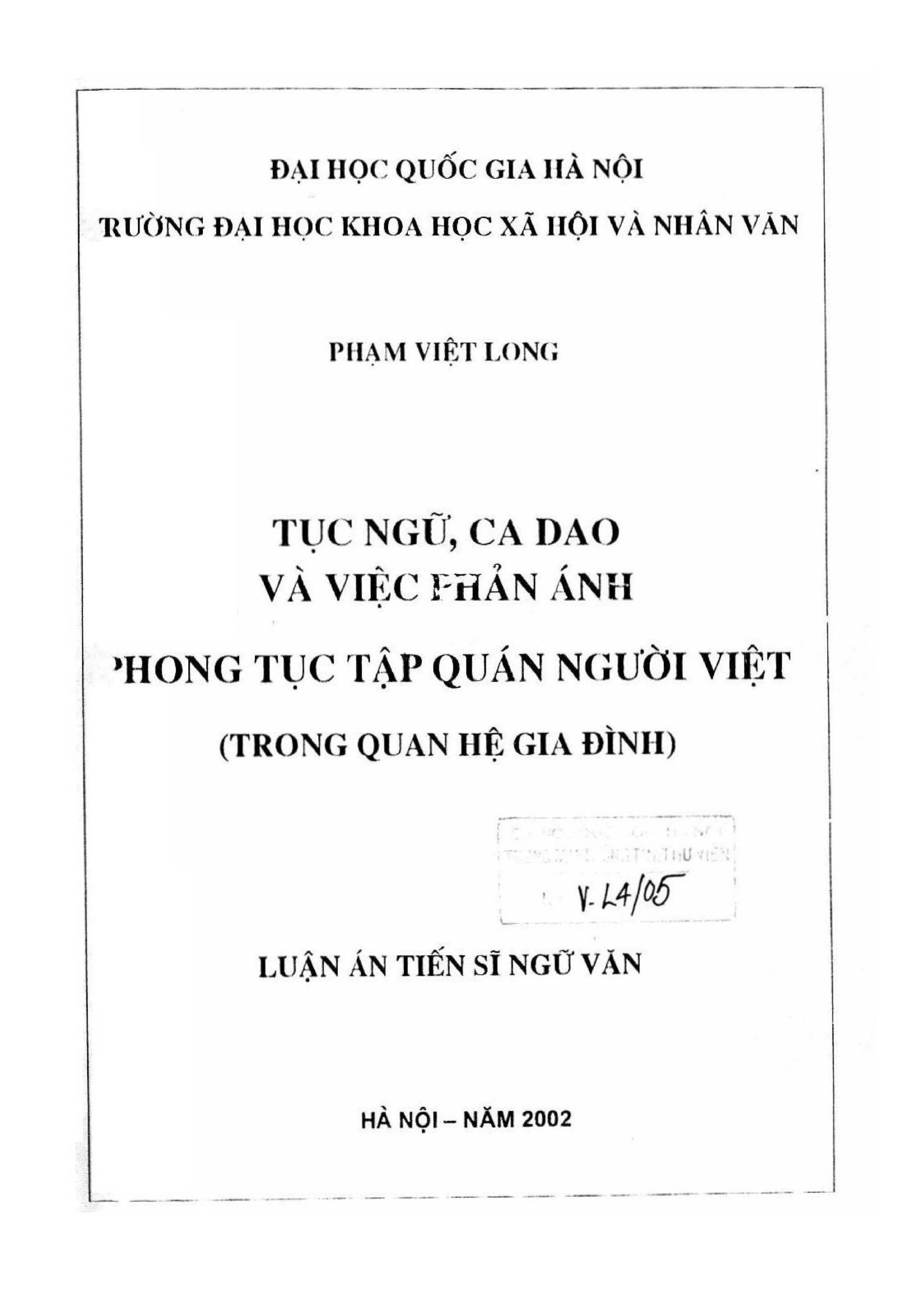 Luận án tiến sĩ ngữ văn tục ngữ ca dao và việc phản ánh phon