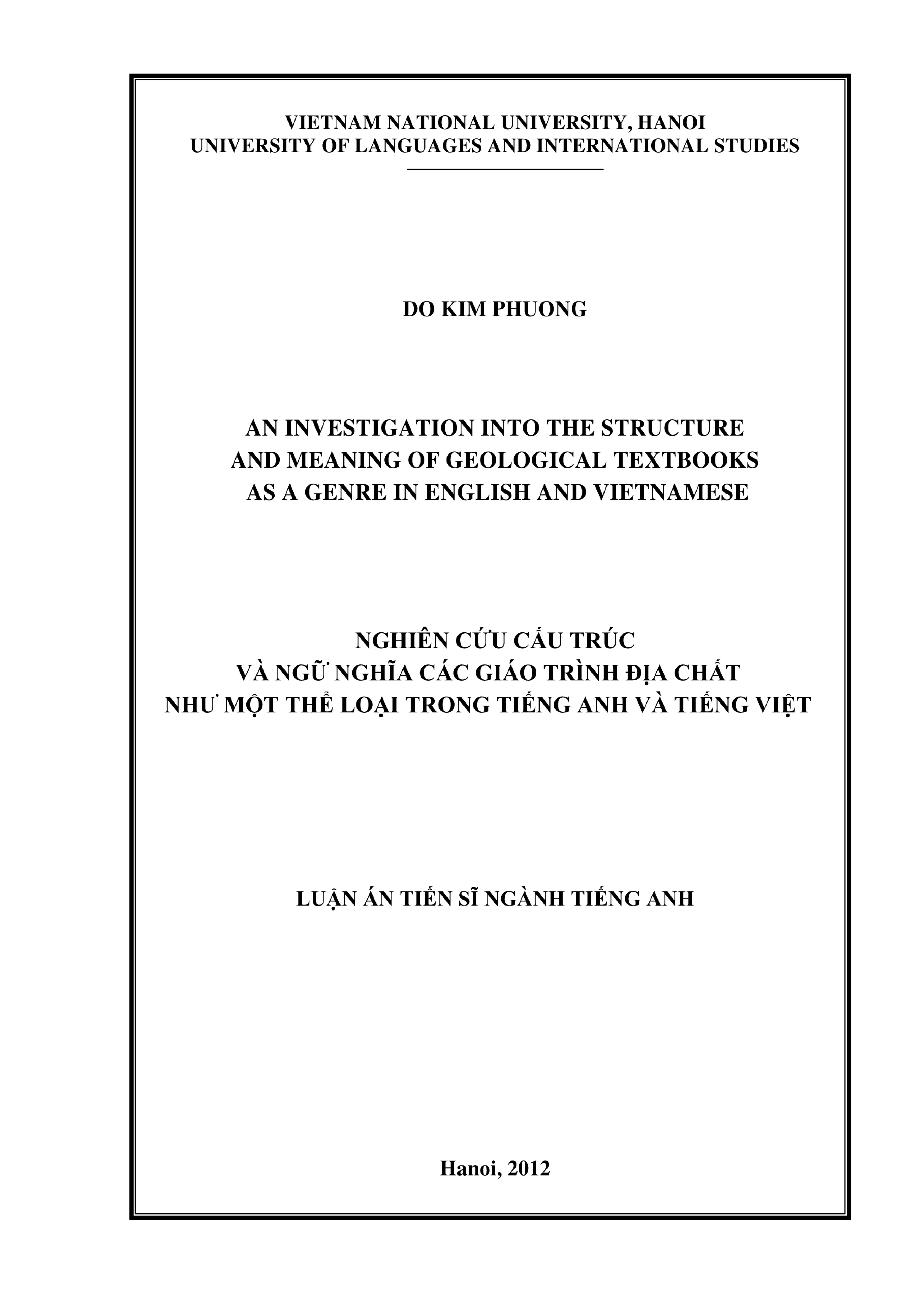 Luận án tiến sĩ ngôn ngữ học nghiên cứu cấu trúc và ngữ nghĩ