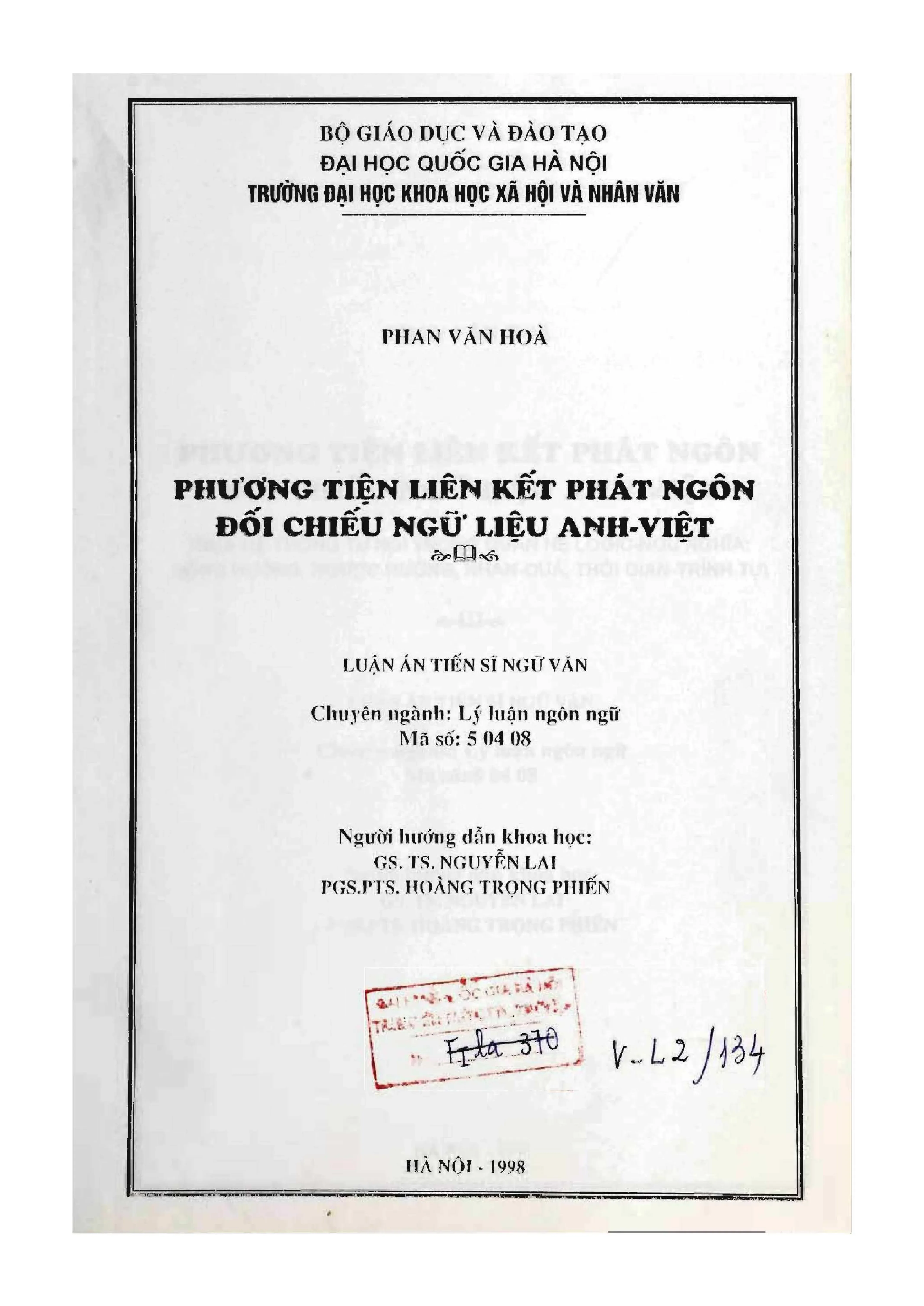 Luận án tiến sĩ lý luận ngôn ngữ phương tiện liên kết phát n