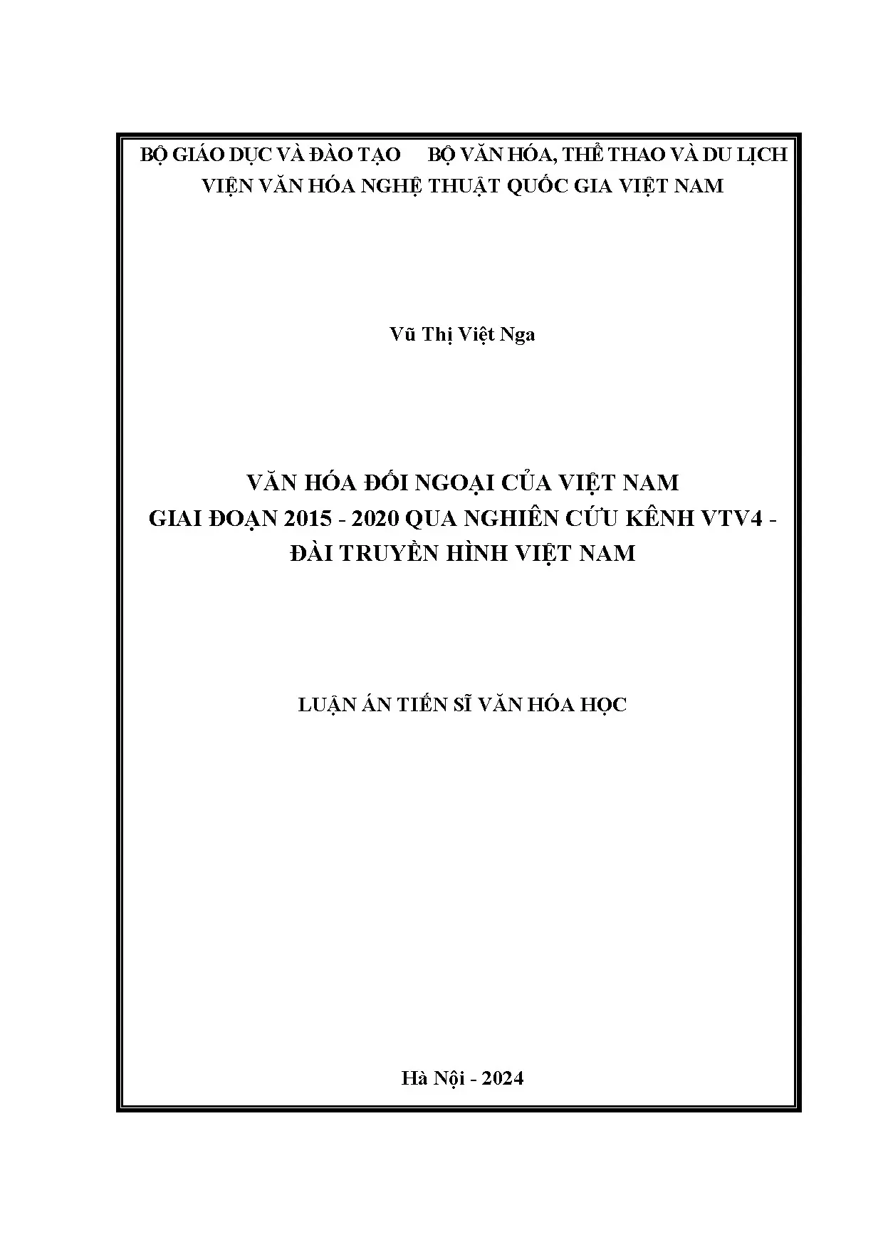 Luận án văn hóa đối ngoại Việt Nam 2015-2020