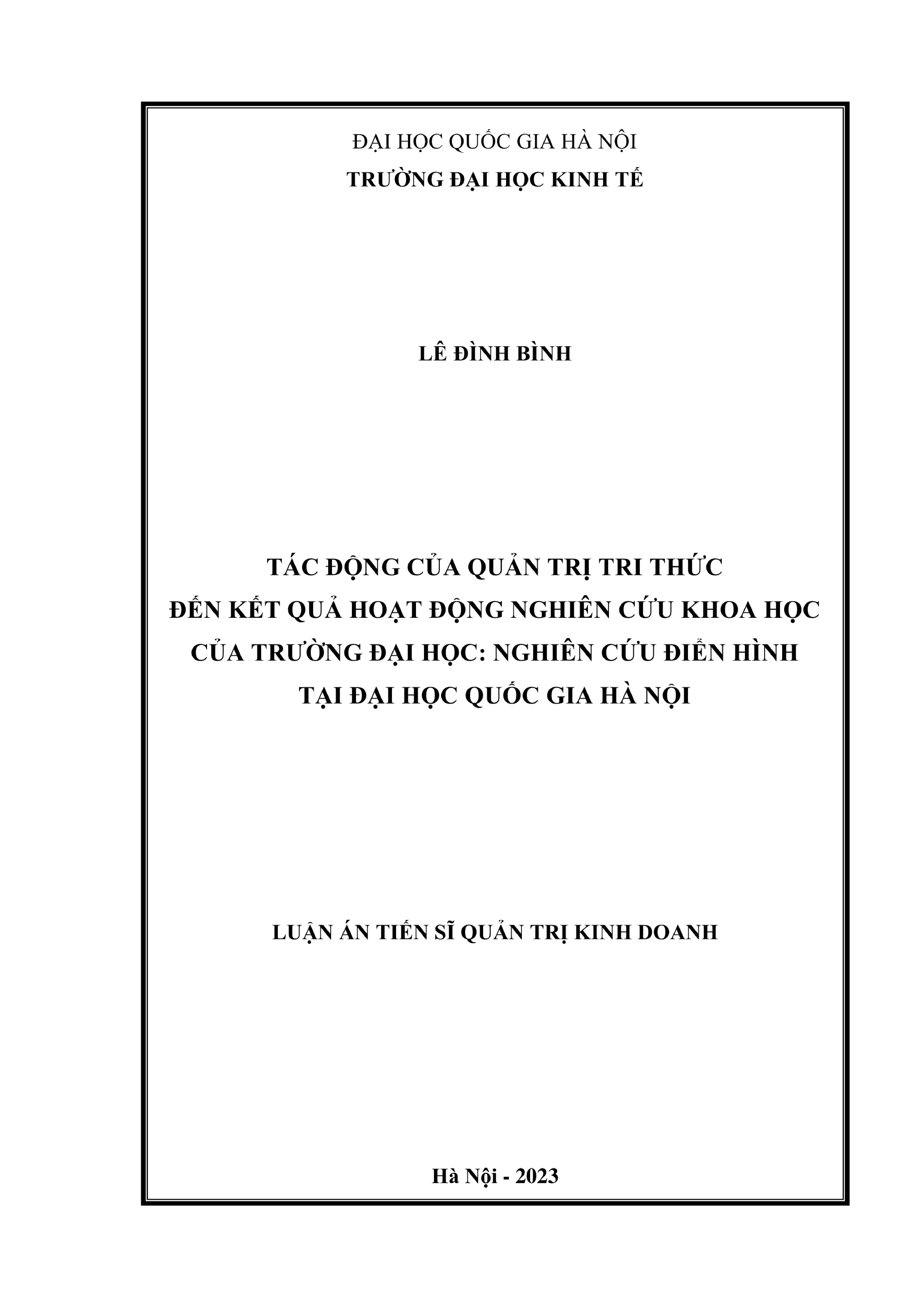 Tác động của quản trị tri thức đến nghiên cứu khoa học